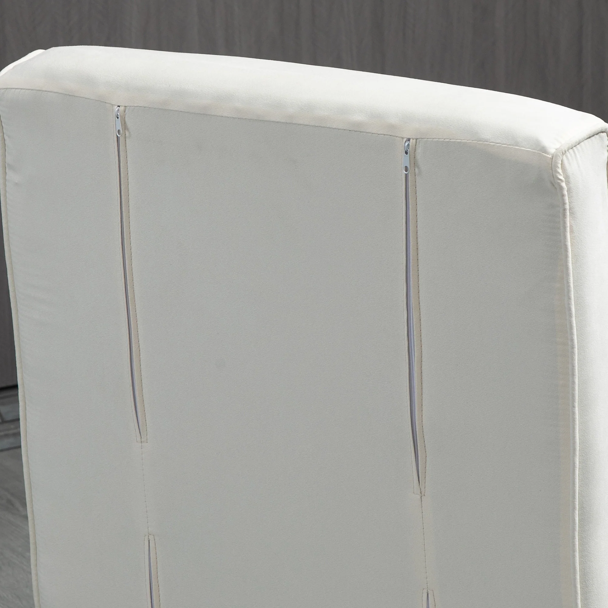 Fauteuil chauffeuse canapé-lit Convertible 1 Place déhoussable Grand Confort Coussin Pieds accoudoirs métal suède blanc - Image 10