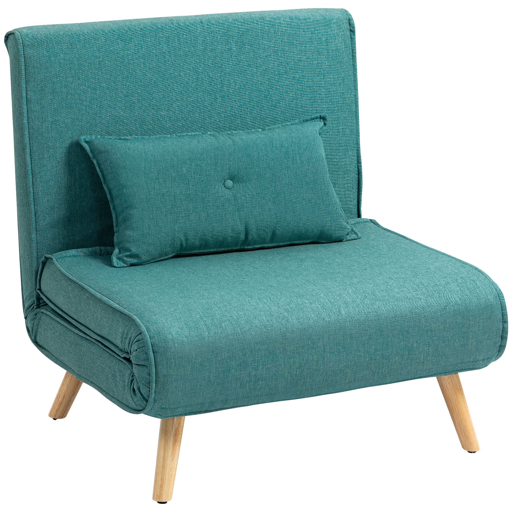 Fauteuil convertible 1 place 3 en 1, chauffeuse et fauteuil lit avec dossier réglable en 5 positions, oreiller inclus, canapé-lit clic-clac pour invités, salon, bureau, vert - Image 11