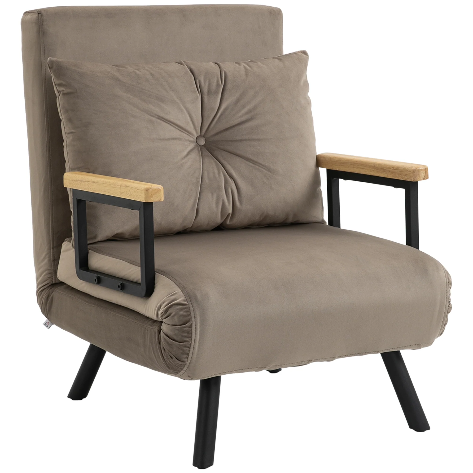 Fauteuil convertible 1 place chauffeuse 4 en 1 canapé convertible fauteuil lit avec dossier réglable en 5 positions, coussin inclus, canapé-lit 1 place pour invités, salon, charge 120 kg marron