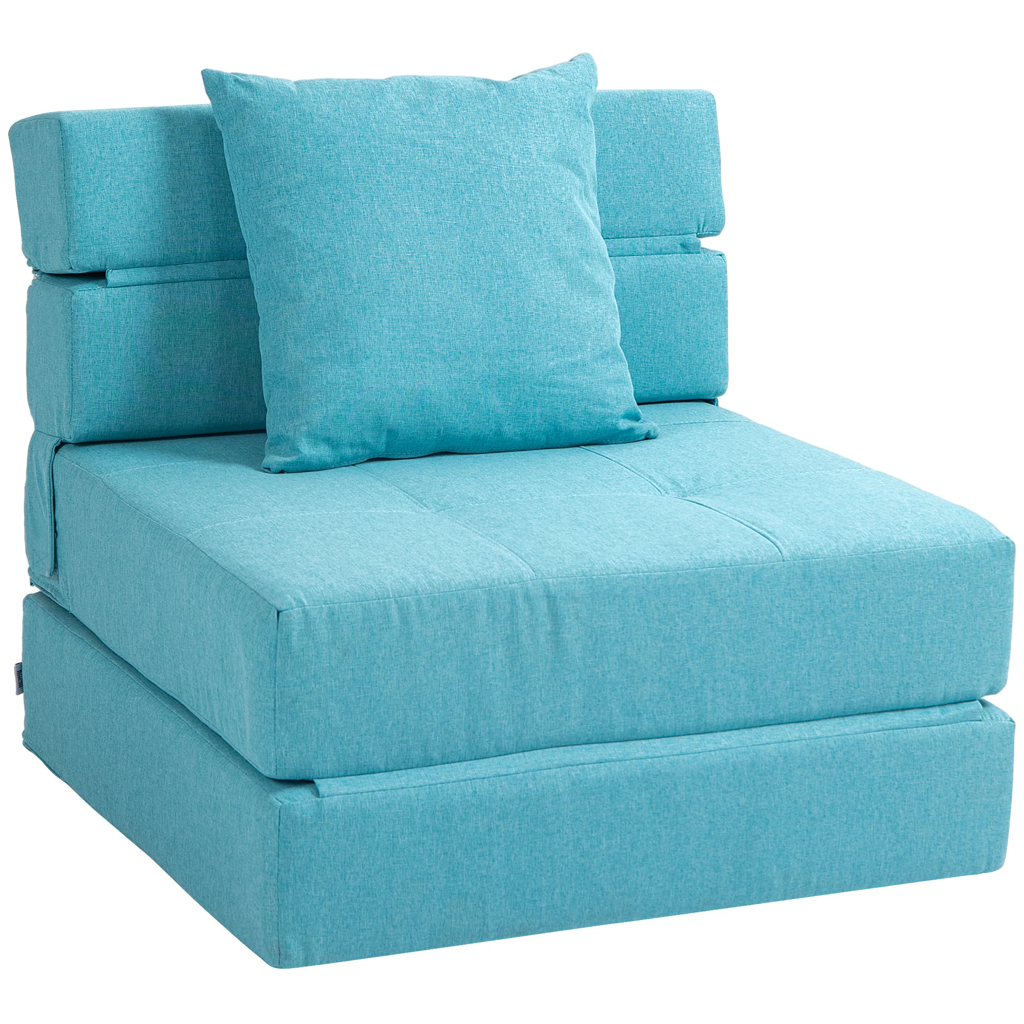 Fauteuil convertible 1 place fauteuil lit chauffeuse 1 place - coussin déhoussable inclus - chaise de sol pour invités, salon, charge 120 kg, bleu - Image 2