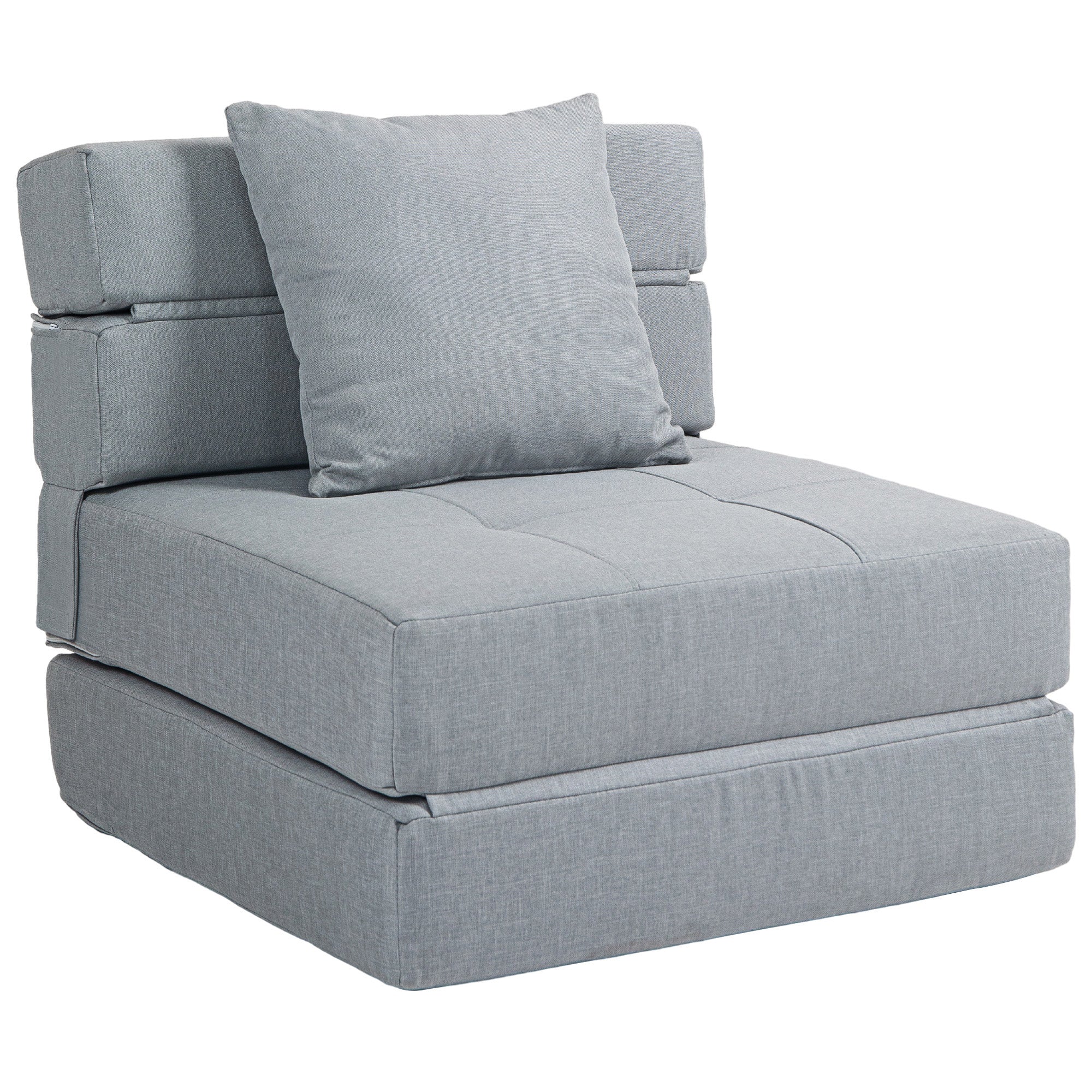 Fauteuil convertible 1 place fauteuil lit chauffeuse 1 place - coussin déhoussable inclus - chaise de sol pour invités, salon, charge 120 kg, gris clair - Image 2