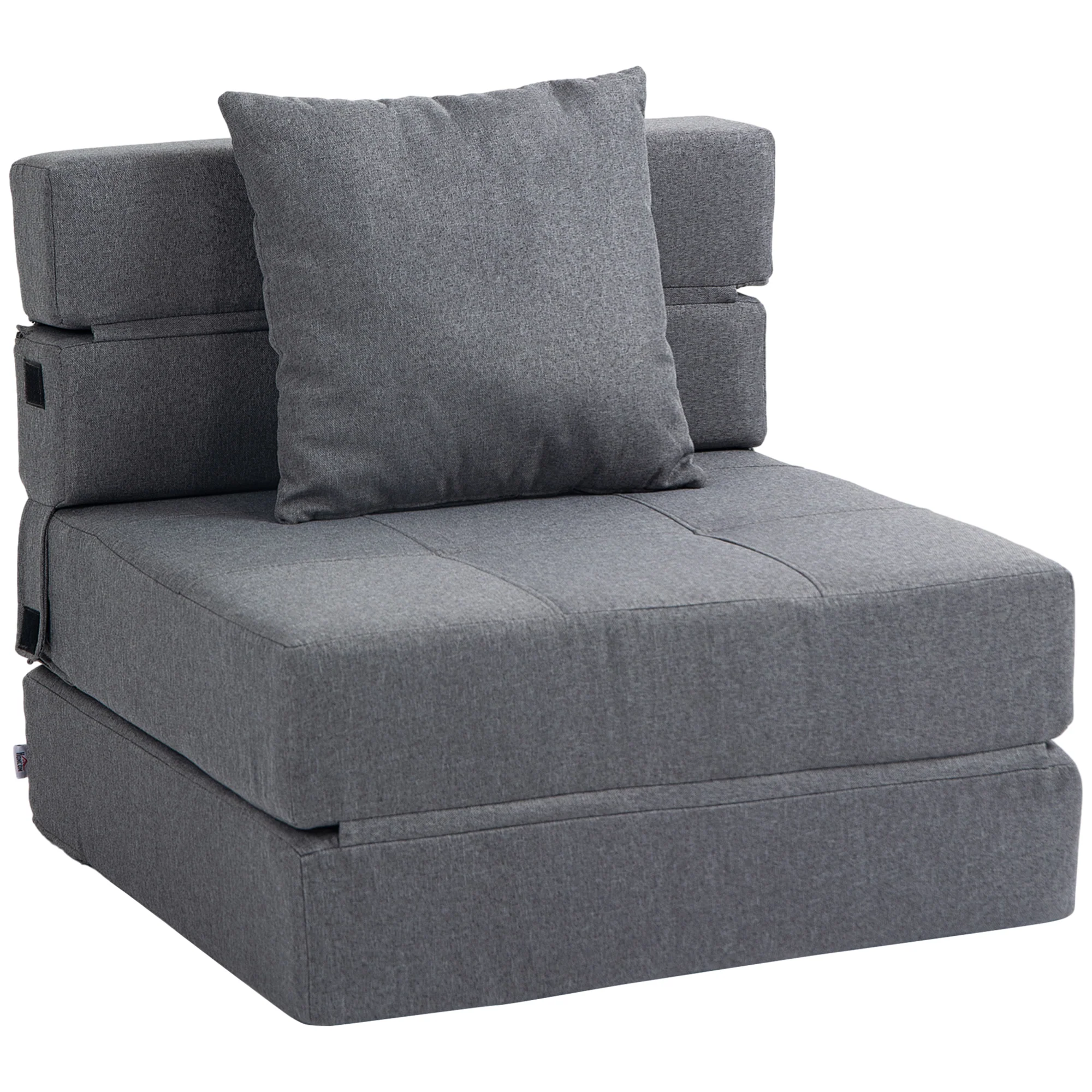 Fauteuil convertible 1 place fauteuil lit chauffeuse 1 place - coussin déhoussable inclus - chaise de sol pour invités, salon, charge 120 kg, gris foncé - Image 2