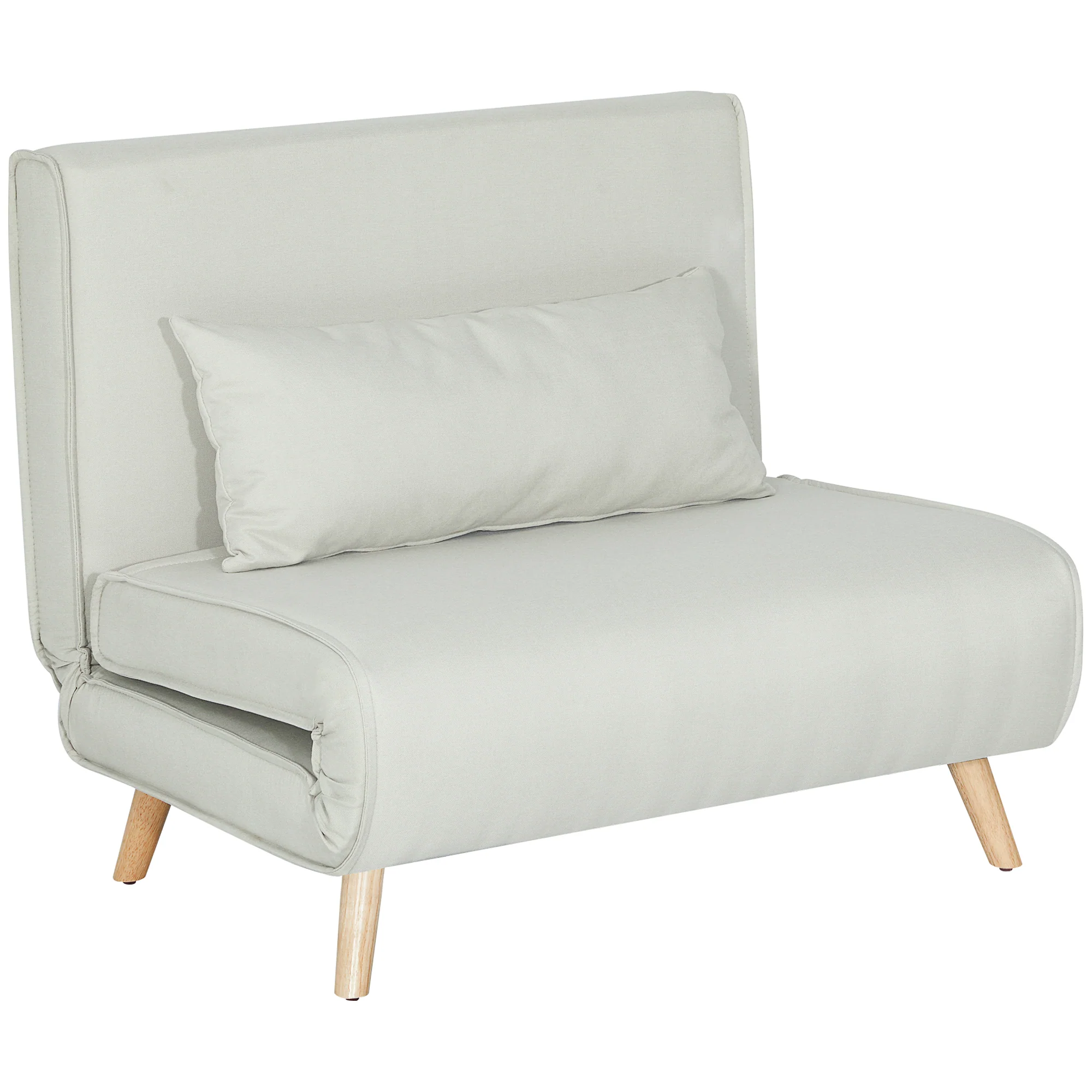 fauteuil convertible 1 place, fauteuil-lit chauffeuse 3 en 1 avec dossier réglable 6 positions, oreiller, siège rembourré, tissu en lin, canapé-lit pour invités, salon, bureau, crème - Image 11