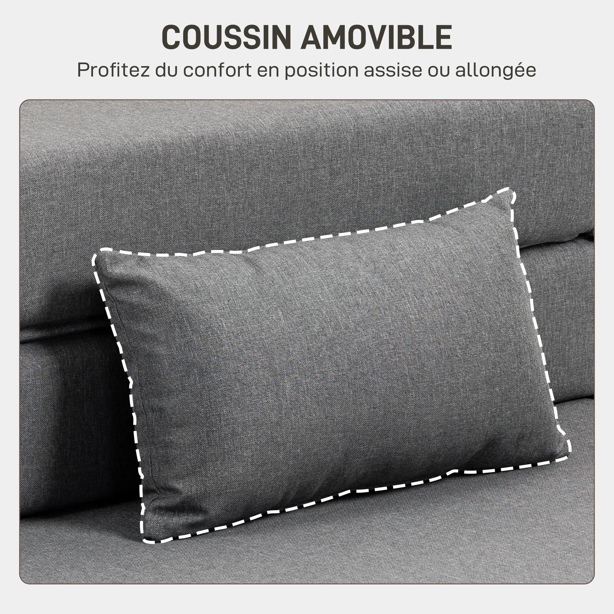 Fauteuil convertible 1 place fauteuil lit pliant chauffeuse 1 place 3 en 1 avec assise rembourré, coussin inclus, matelas pliable portable pour invités, salon, petit espace, charge 120 kg, gris - Image 7