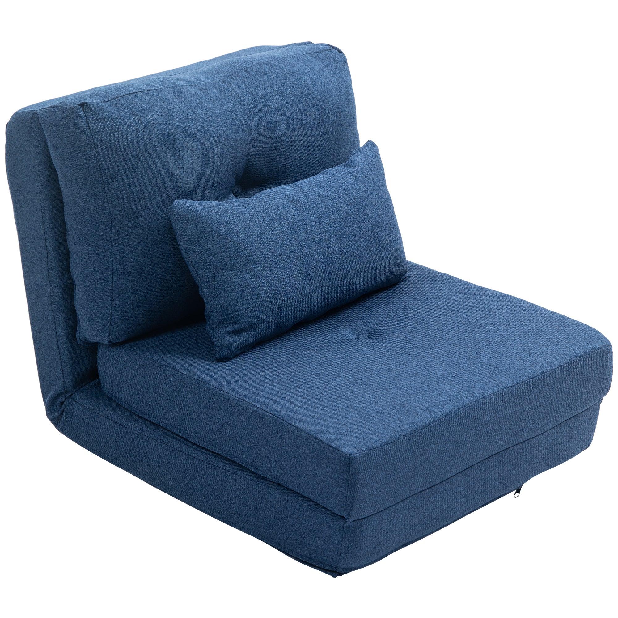 Fauteuil convertible 1 place fauteuil paresseux lit chauffeuse 1 place - coussin inclus, dossier réglable - salon, charge 120 kg, tissu lin bleu foncé - Image 11