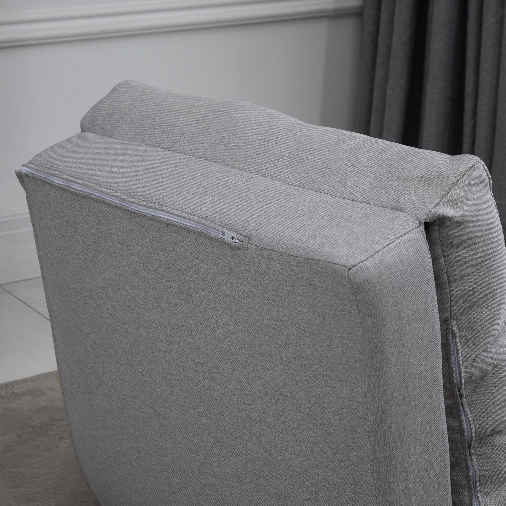 Fauteuil convertible 1 place fauteuil paresseux lit chauffeuse 1 place - coussin inclus, dossier réglable - salon, charge 120 kg, tissu lin gris clair - Image 10
