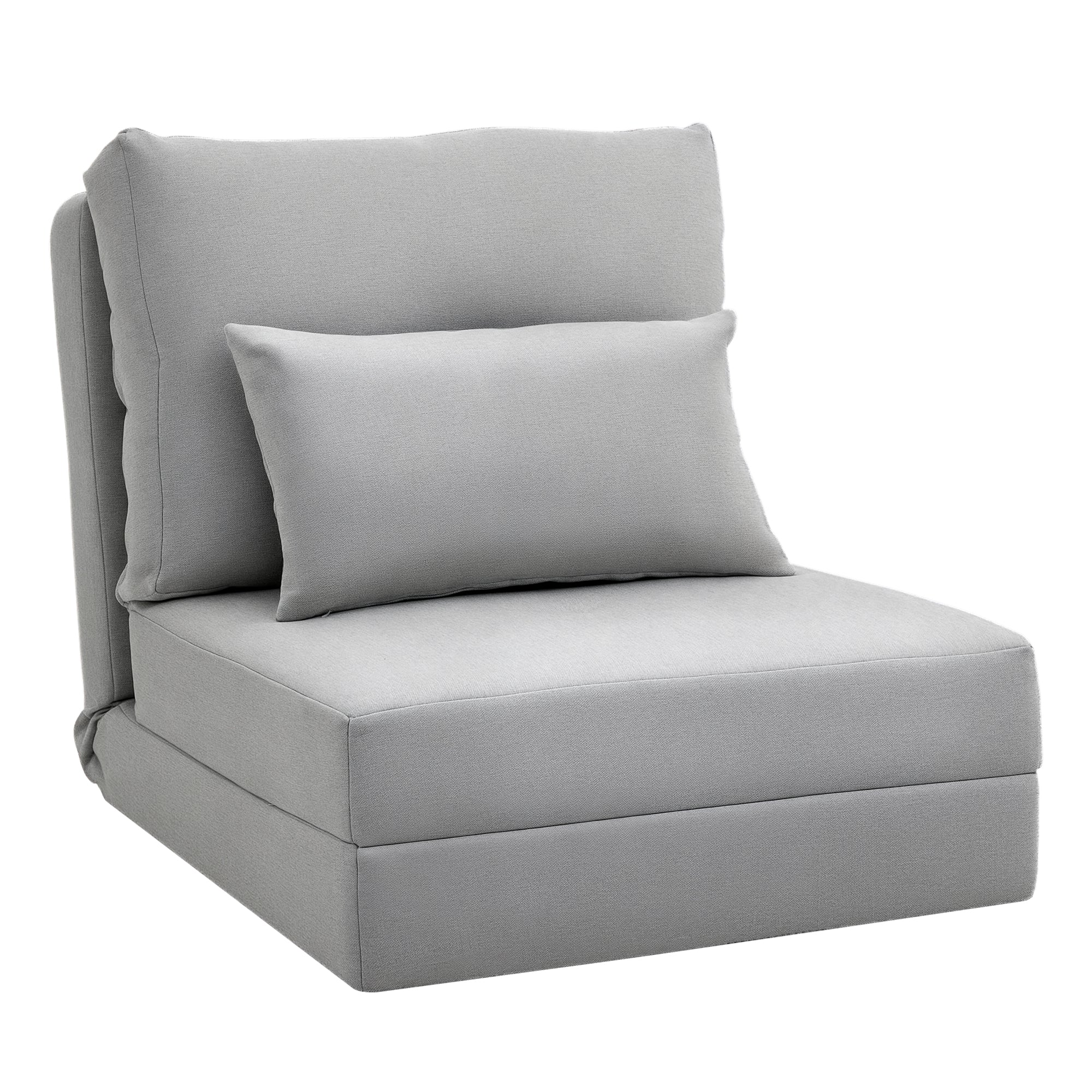 Fauteuil convertible 1 place fauteuil paresseux lit chauffeuse 1 place - coussin inclus, dossier réglable - salon, charge 120 kg, tissu lin gris clair - Image 11
