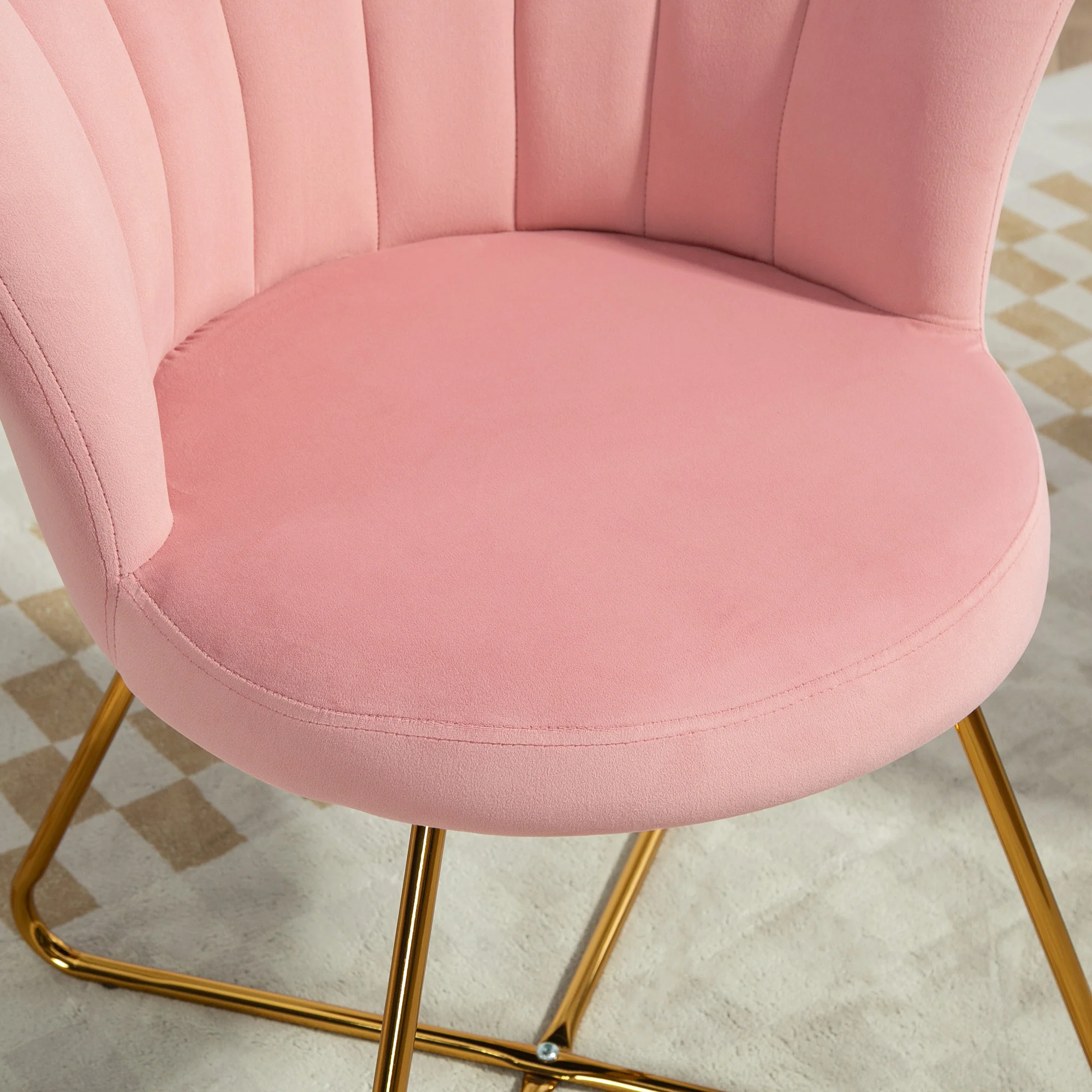 Fauteuil coquillage chaise coiffeuse fauteuil en velours fauteuil de salon avec pieds en acier pour salon et chambre 69 x 64 x 80 cm rose - Image 10
