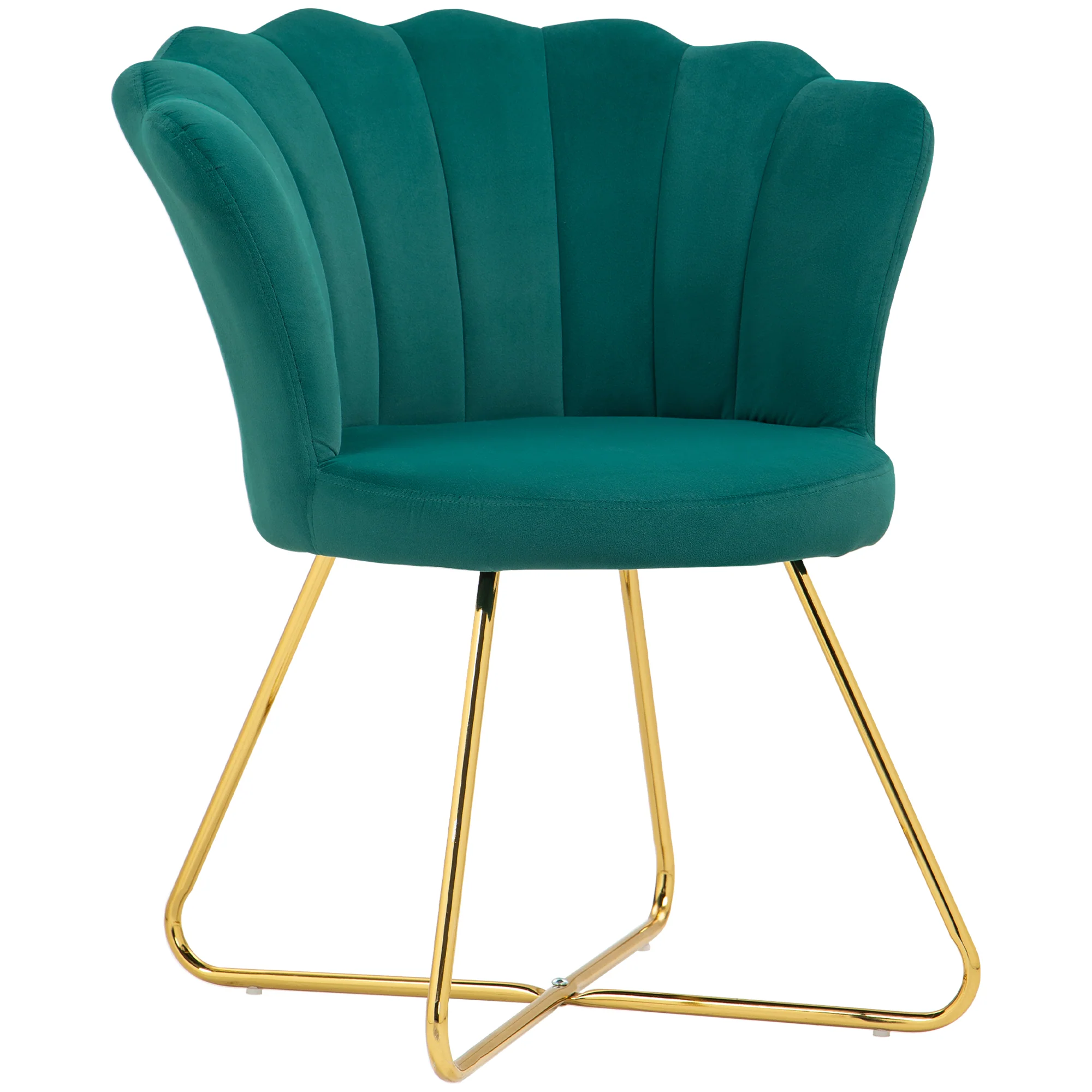 Fauteuil coquillage chaise coiffeuse fauteuil en velours fauteuil de salon avec pieds en acier pour salon et chambre 69 x 64 x 80 cm vert foncé - Image 11