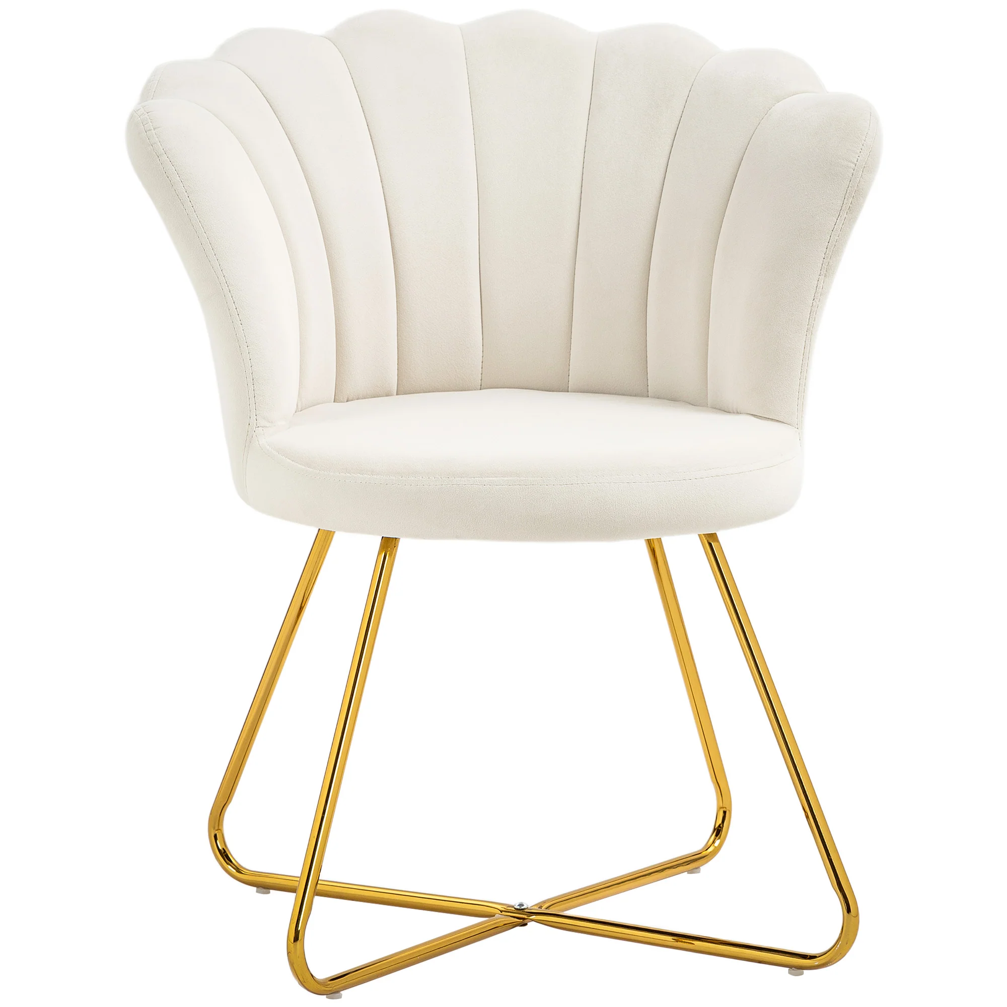 Fauteuil coquillage chaise coiffeuse fauteuil en velours fauteuil de salon avec pieds en acier pour salon et chambre 69 x 64 x 80 cm crème - Image 11