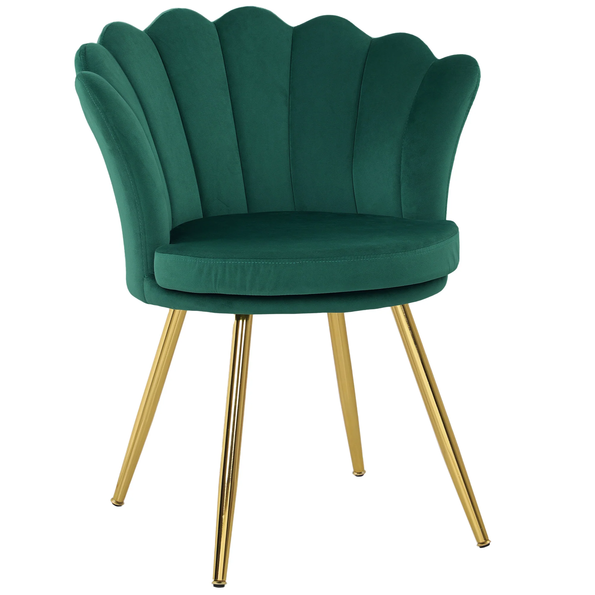 Fauteuil coquillage chaise coiffeuse fauteuil en velours fauteuil de salon avec pieds en métal doré pour salon chambre et salle à manger 67l x 64P x 77H cm vert - Image 11