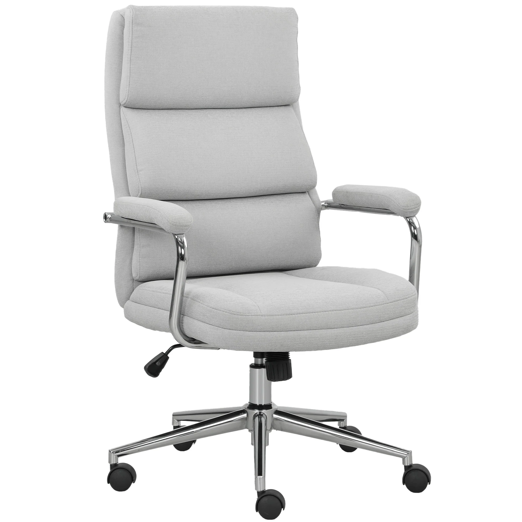 Fauteuil de bureau, chaise de bureau ergonomique avec hauteur réglable, fonction de bascule, tissu en lin, chaise d'ordinateur pour chambre, télétravail, charge 120 Kg, gris clair - Image 12