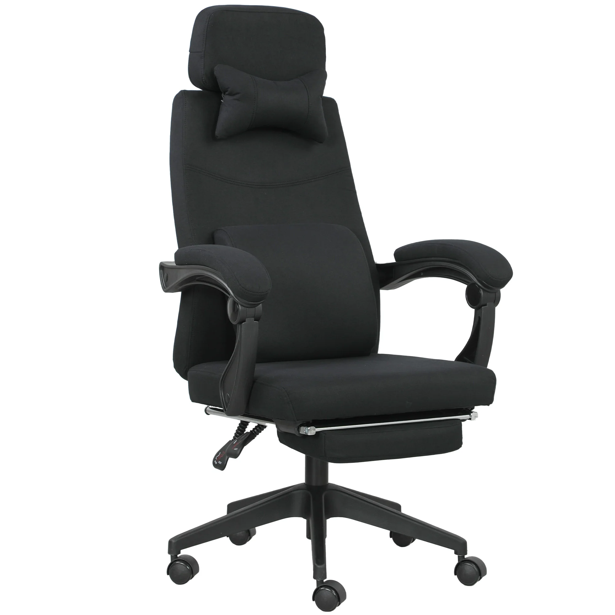 Fauteuil de bureau chaise de bureau grand confort dossier réglable repose-pied roulettes 360° lin 62 x 68 x 127 cm noir - Image 11