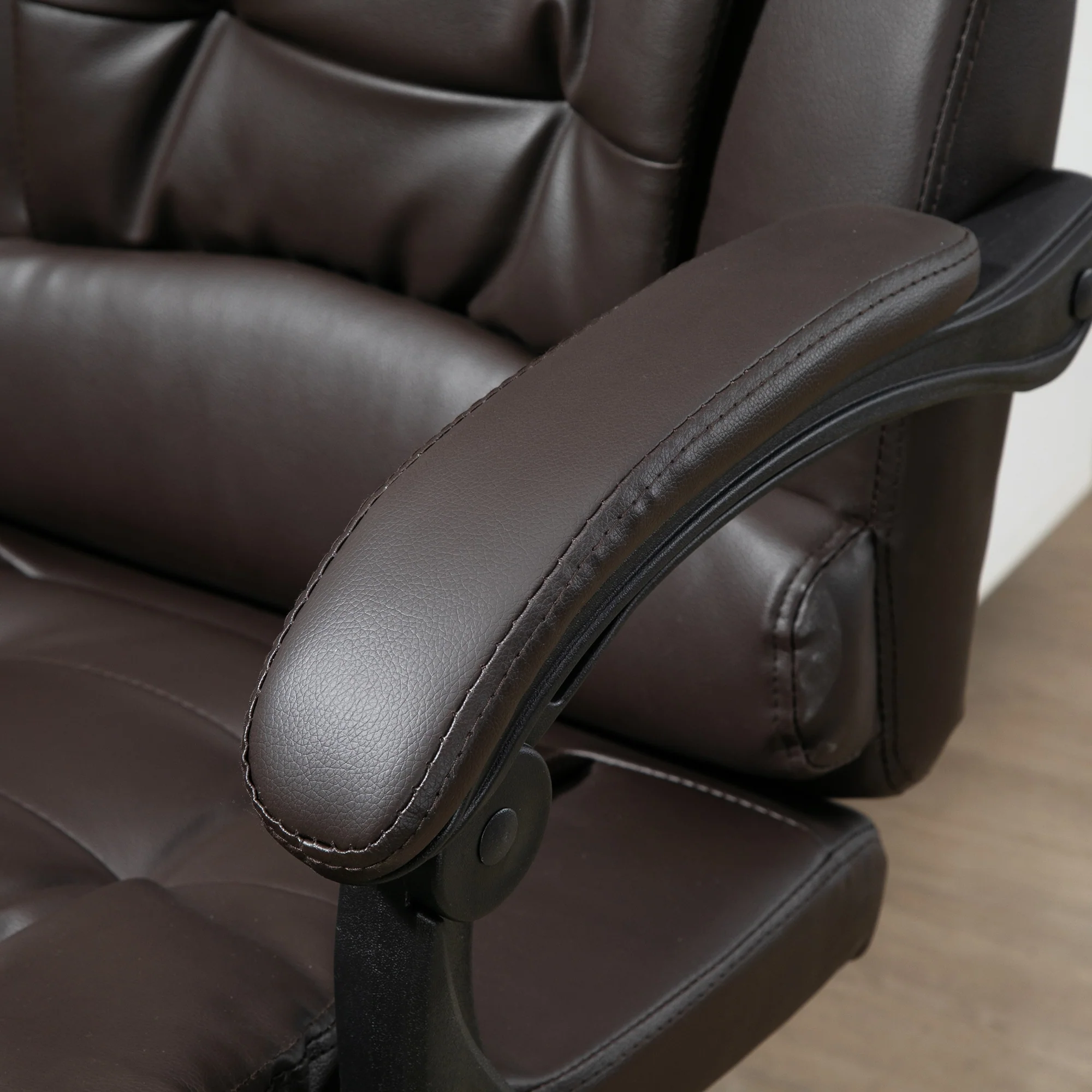 Fauteuil de bureau fauteuil manager grand confort dossier inclinable roulettes PU 64,5 x 69 x 117 cm Café - Image 10