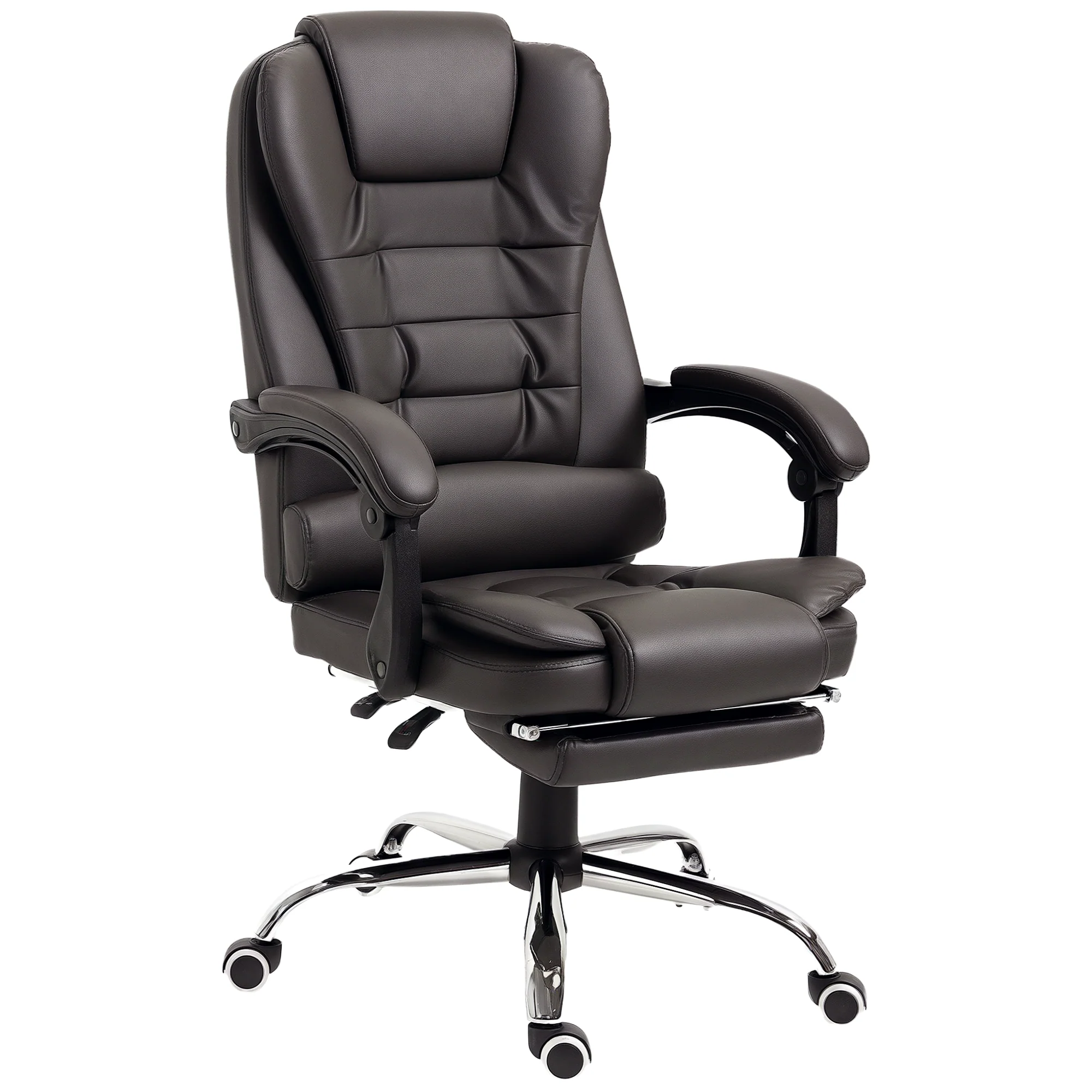 Fauteuil de bureau fauteuil manager grand confort dossier inclinable roulettes PU 64,5 x 69 x 117 cm Café - Image 11