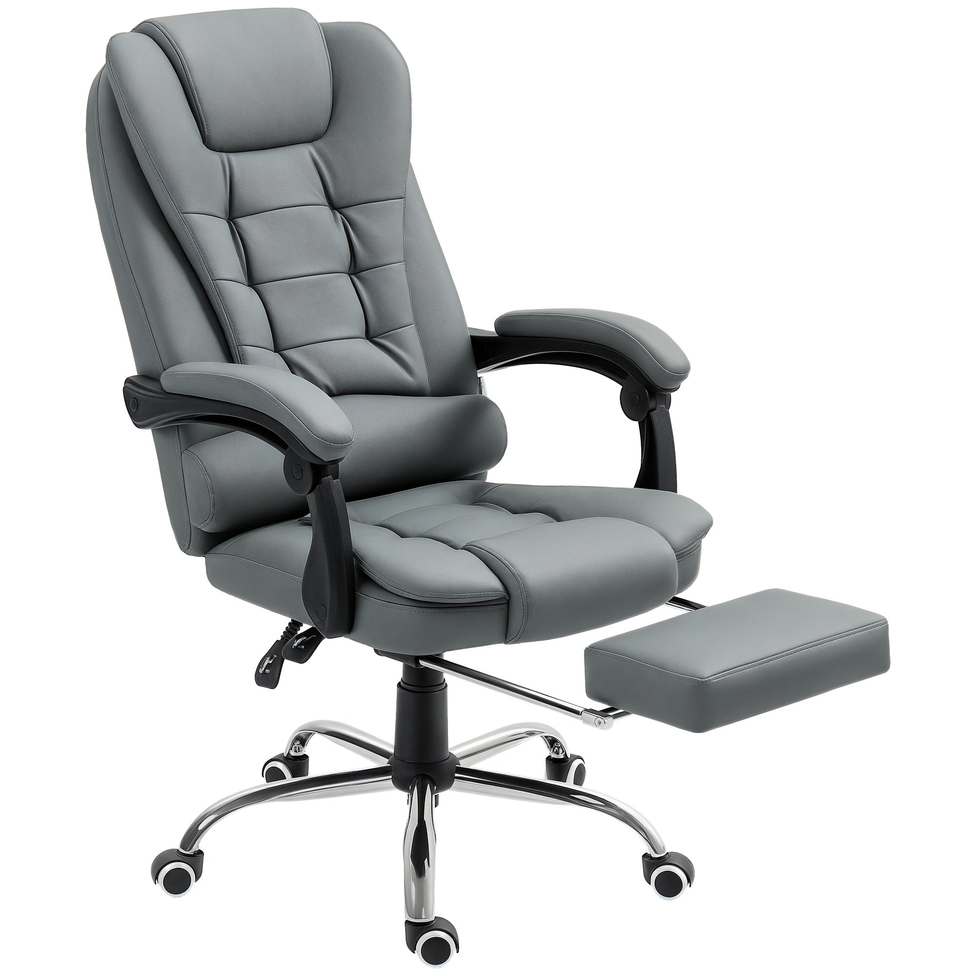 Fauteuil de bureau fauteuil manager grand confort dossier inclinable roulettes PU 64,5 x 69 x 117 cm gris - Image 11