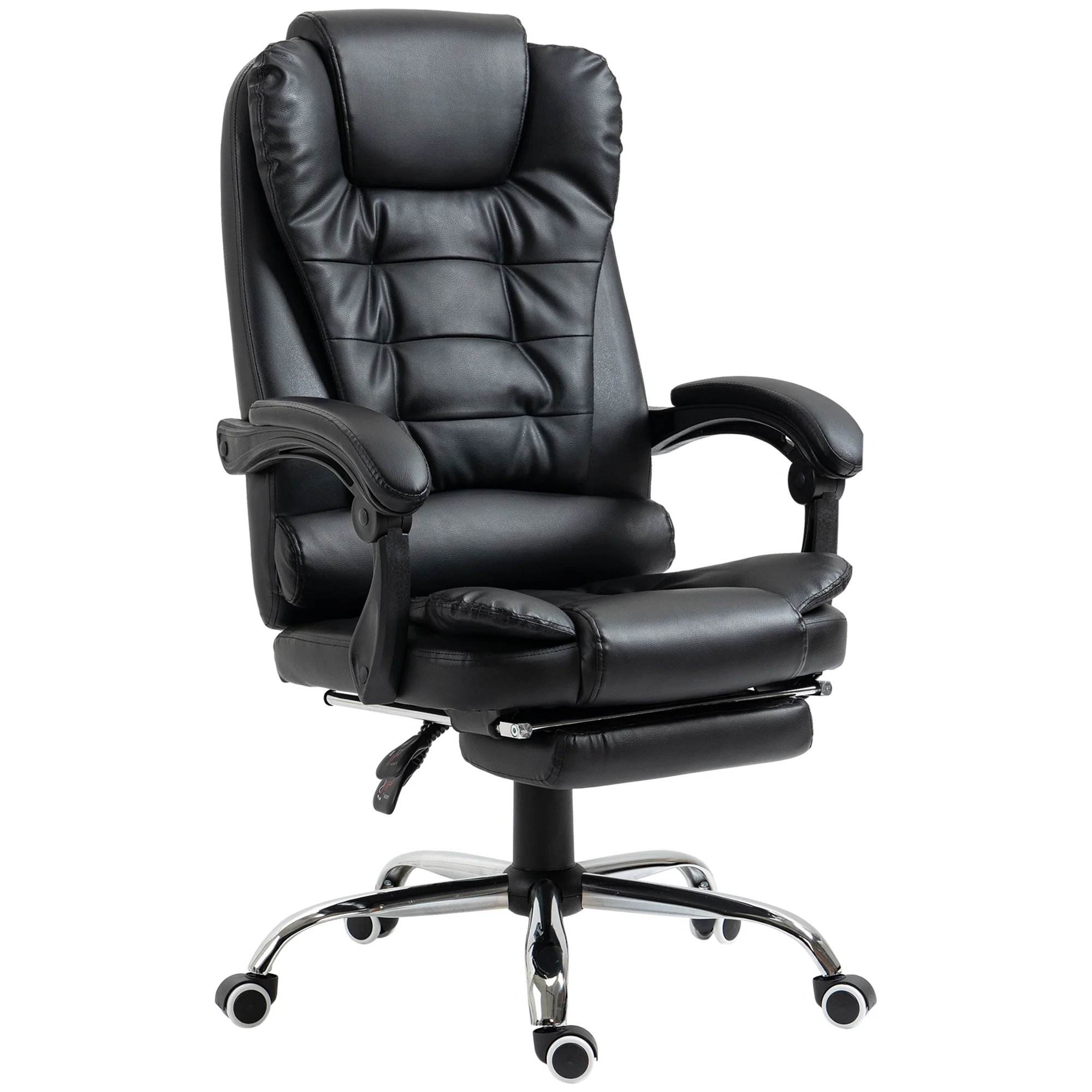 Fauteuil de bureau fauteuil manager grand confort dossier inclinable roulettes PU 64,5 x 69 x 117 cm noir - Image 2