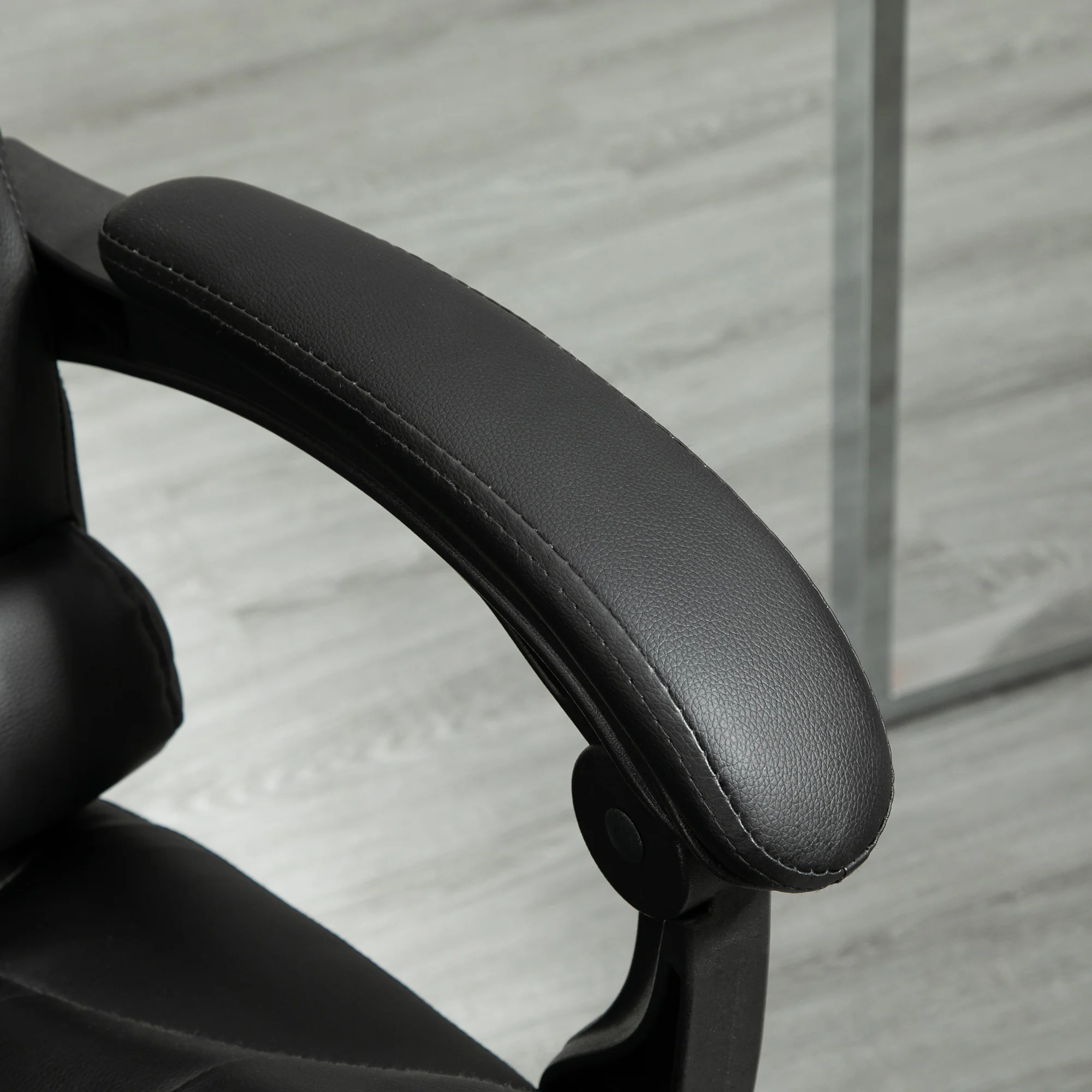 Fauteuil de bureau fauteuil manager grand confort dossier inclinable roulettes PU 64,5 x 69 x 117 cm noir - Image 9