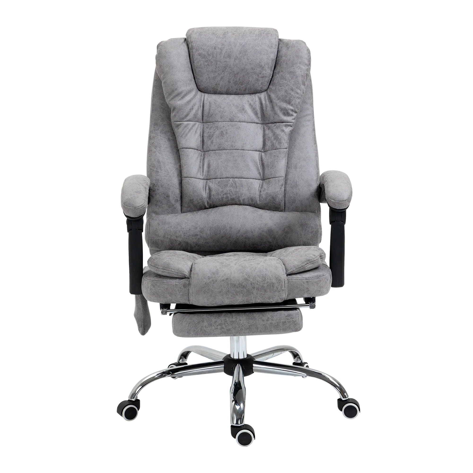 Fauteuil de bureau massant et chauffant, chaise de bureau ergonomique hauteur réglable, dossier inclinable, repose-pieds, télécommande filaire, pivotant 360°, tissu en microfibre, gris - Image 2