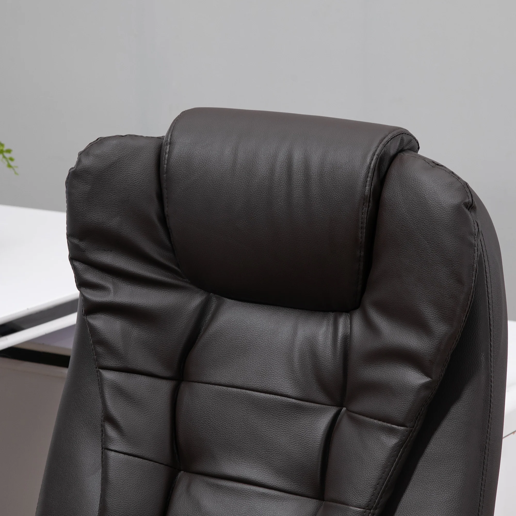 Fauteuil de bureau massant et chauffant électrique fauteuil bureau ergonomique revêtement synthétique brun - Image 10
