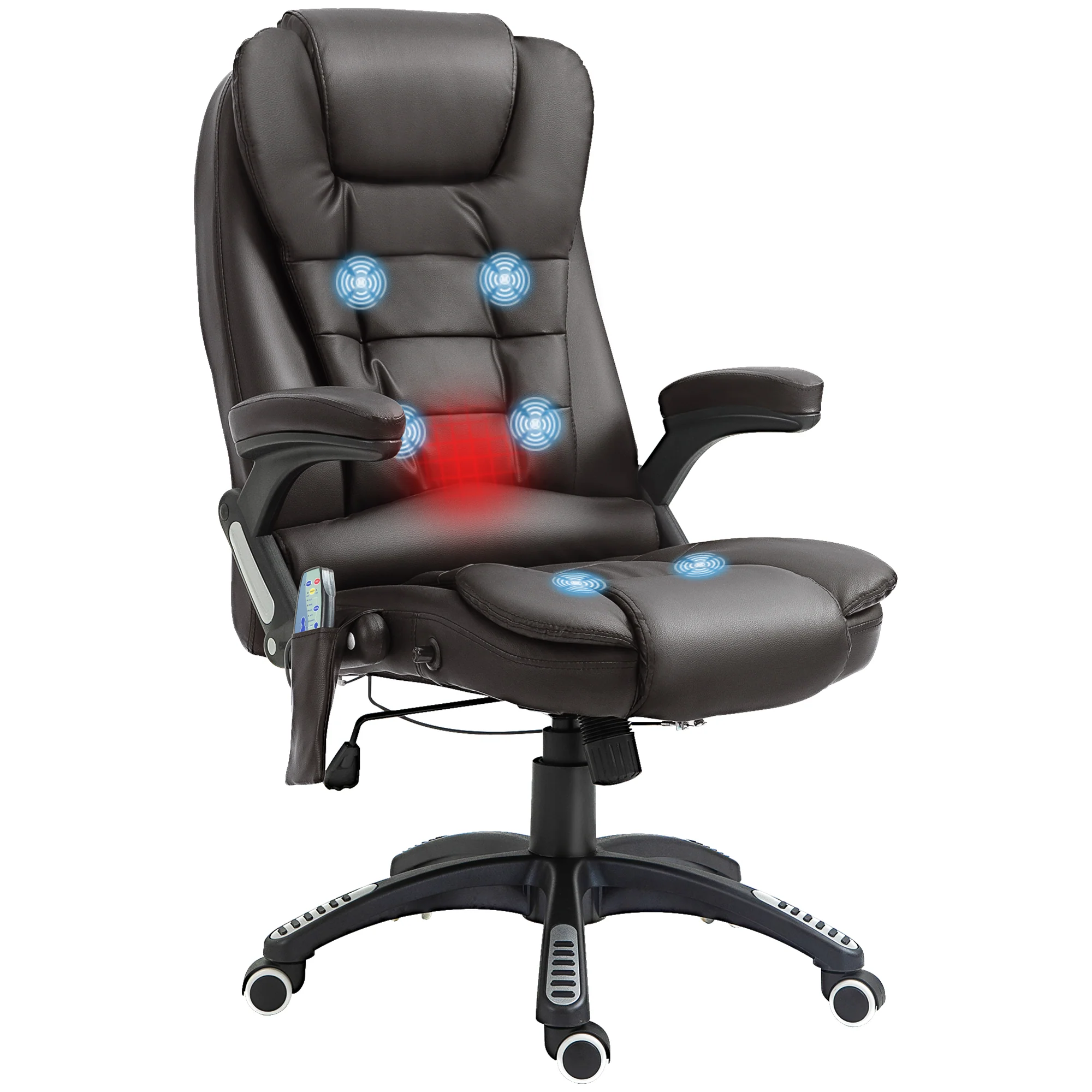 Fauteuil de bureau massant et chauffant électrique fauteuil bureau ergonomique revêtement synthétique brun - Image 11