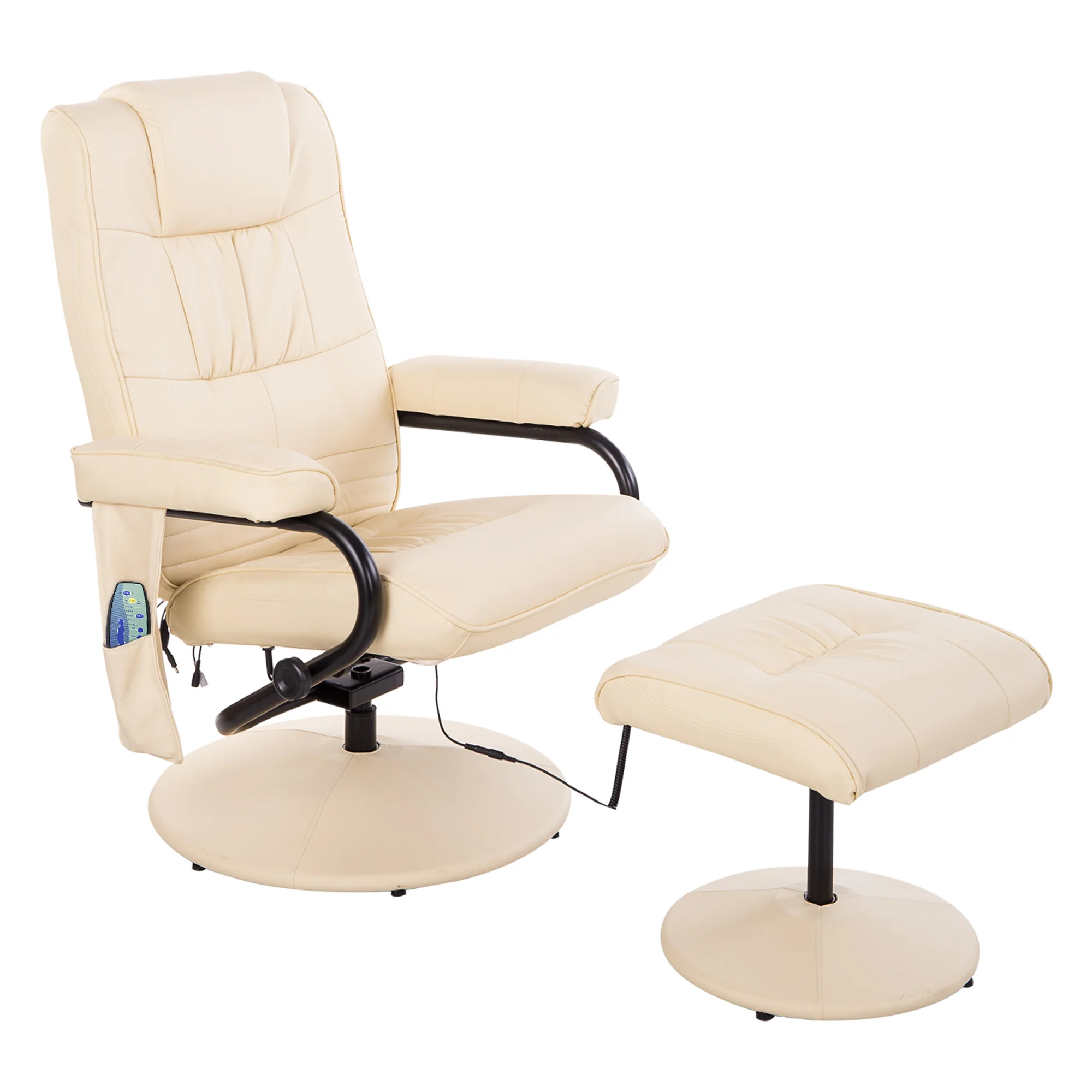 Fauteuil de Massage et Relaxation électrique pivotant inclinable avec Repose-Pied revêtement synthétique Beige - Image 11