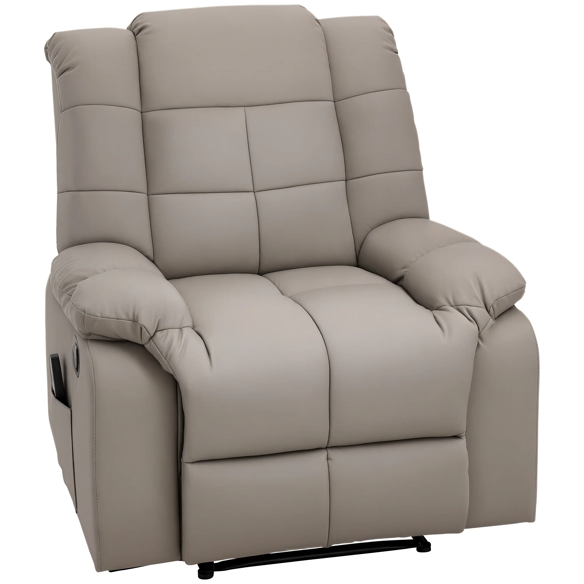 Fauteuil de massage fauteuil de relaxation massant avec dossier inclinable manuellement et repose-pied fauteuil TV revêtement synthétique télécommande incluse gris - Image 11