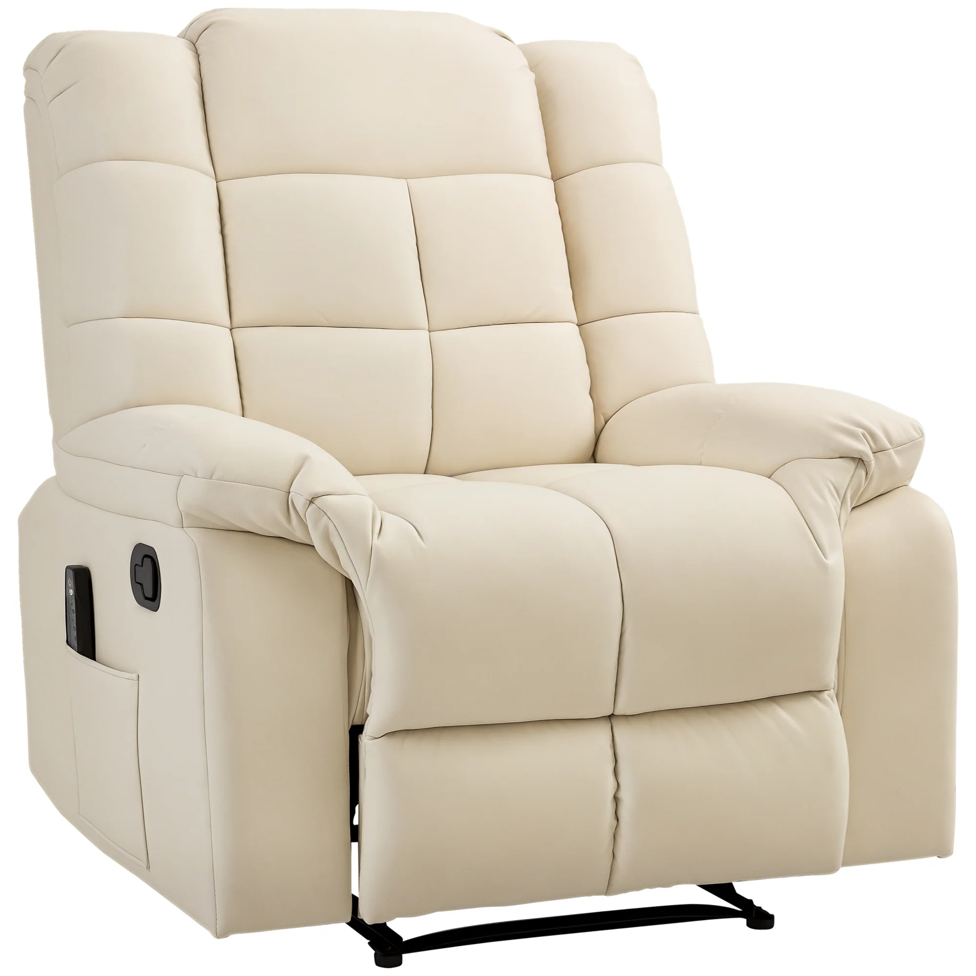 Fauteuil de massage fauteuil de relaxation massant avec dossier inclinable manuellement et repose-pied fauteuil TV revêtement synthétique télécommande incluse crème - Image 11