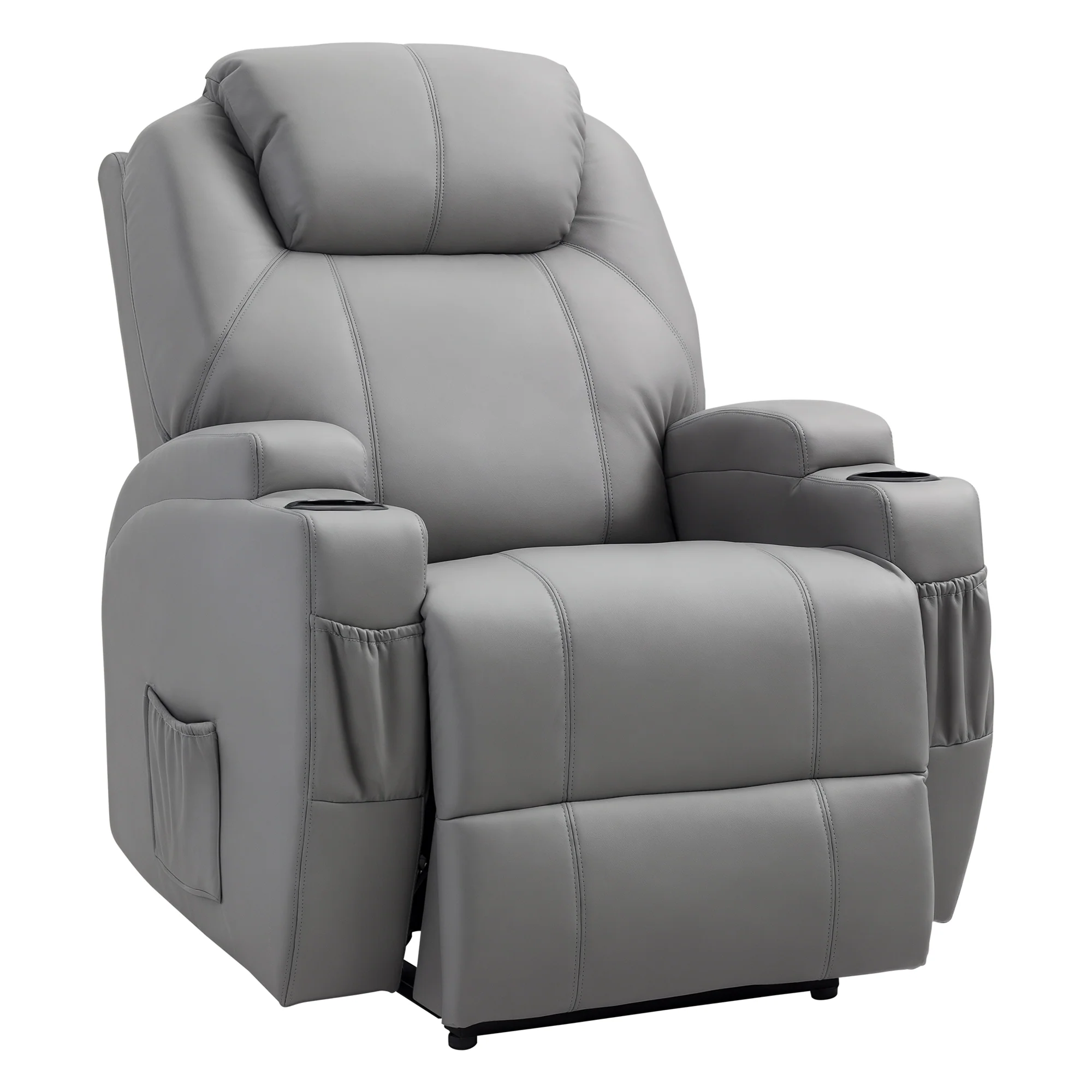 Fauteuil de Massage Inclinable, Chaise de Relaxation avec dossier et repose-pied électrique réglables revêtement synthétique pour Salon, Chambre, Cinéma Maison Gris - Image 11