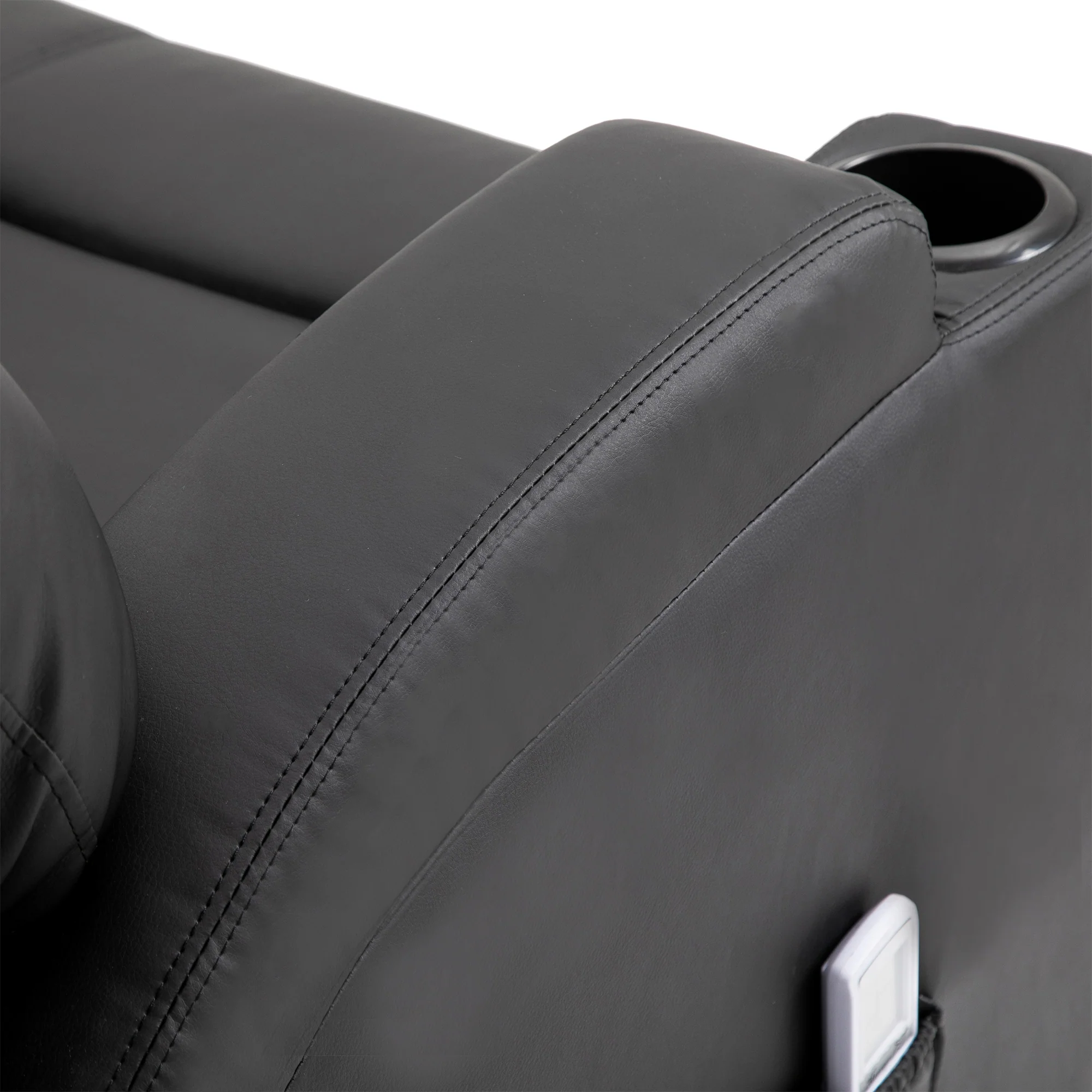 Fauteuil de Massage Inclinable, Chaise de Relaxation avec dossier et repose-pied électrique réglables revêtement synthétique pour Salon, Chambre, Cinéma Maison Noir - Image 9