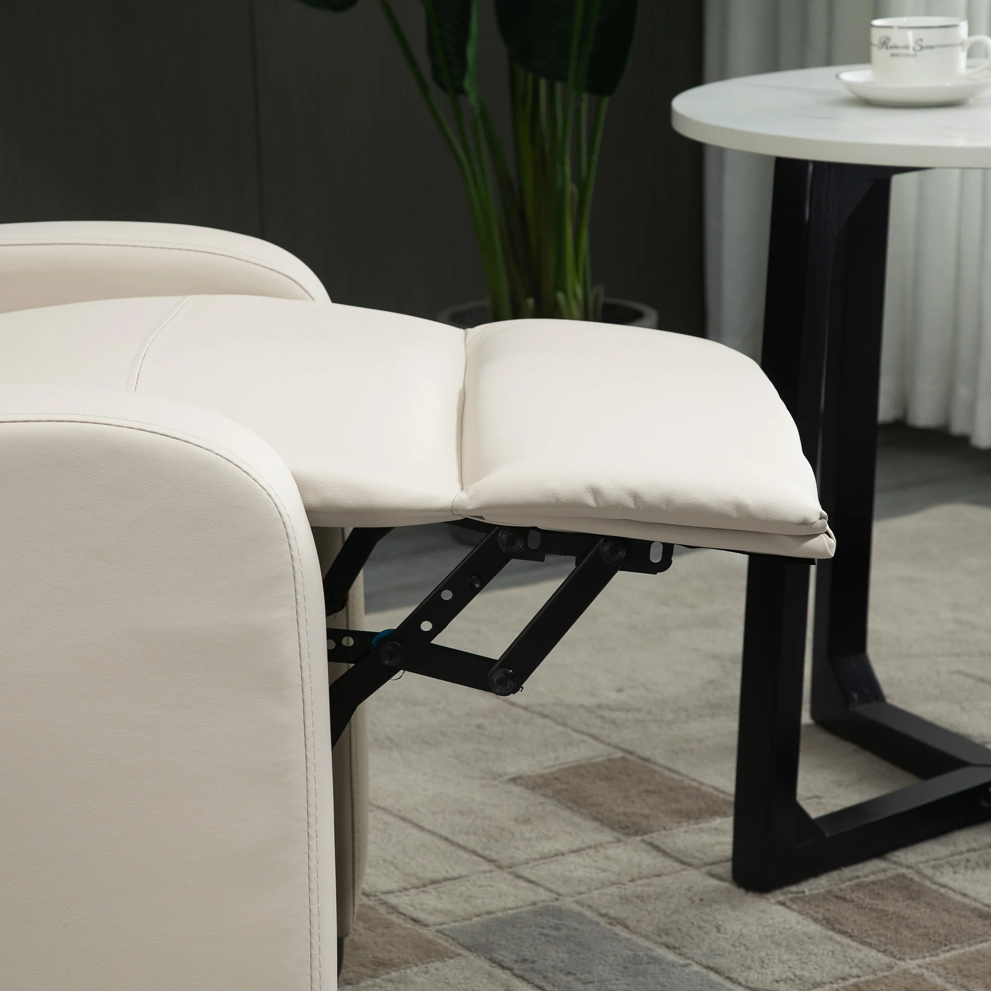 Fauteuil de Relaxation et Massage électrique avec Inclinaison Manuelle Dossier Repose-Pied réglable revêtement synthétique Crème - Image 9