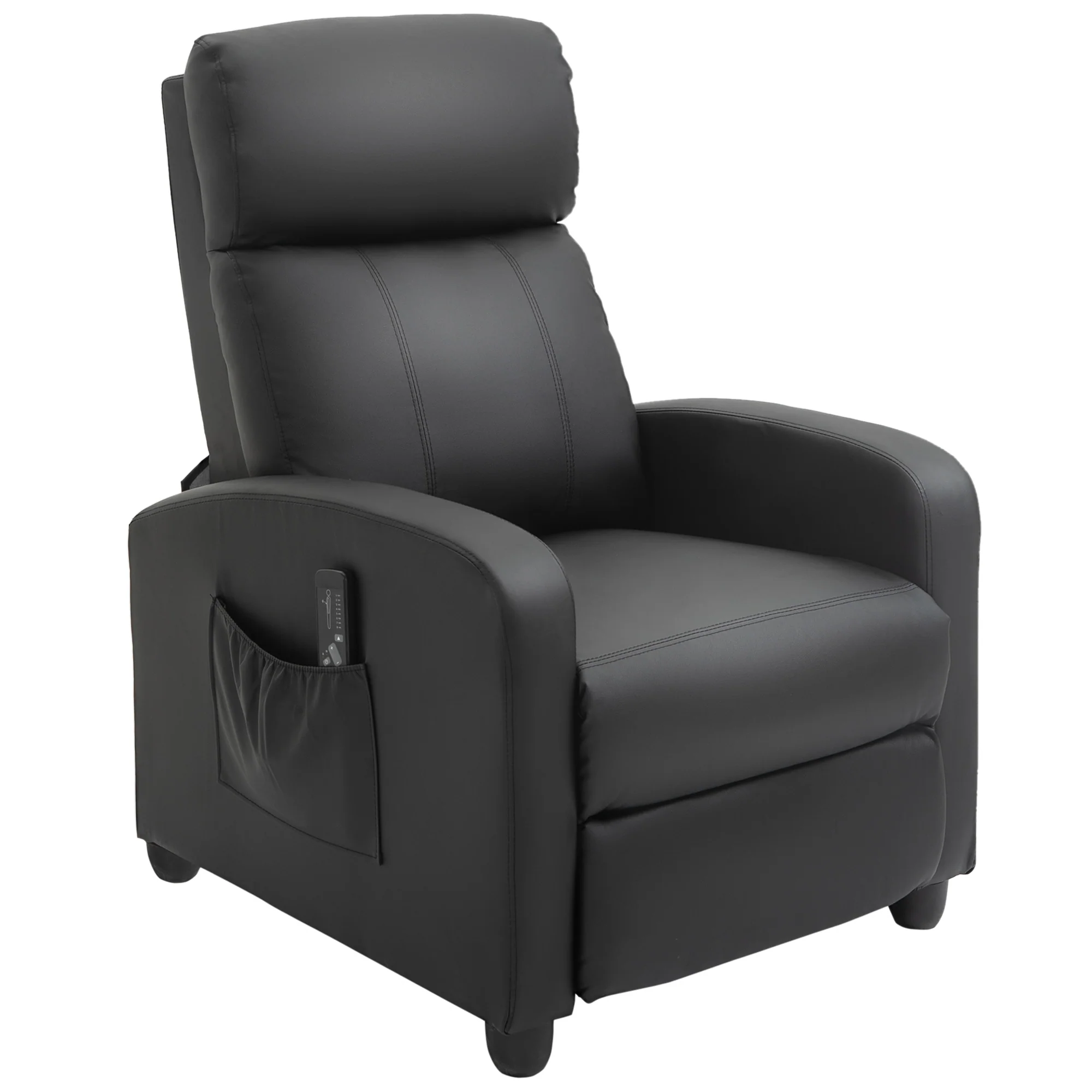 Fauteuil de Relaxation et Massage électrique avec Inclinaison Manuelle Dossier Repose-Pied réglable revêtement synthétique Noir - Image 2