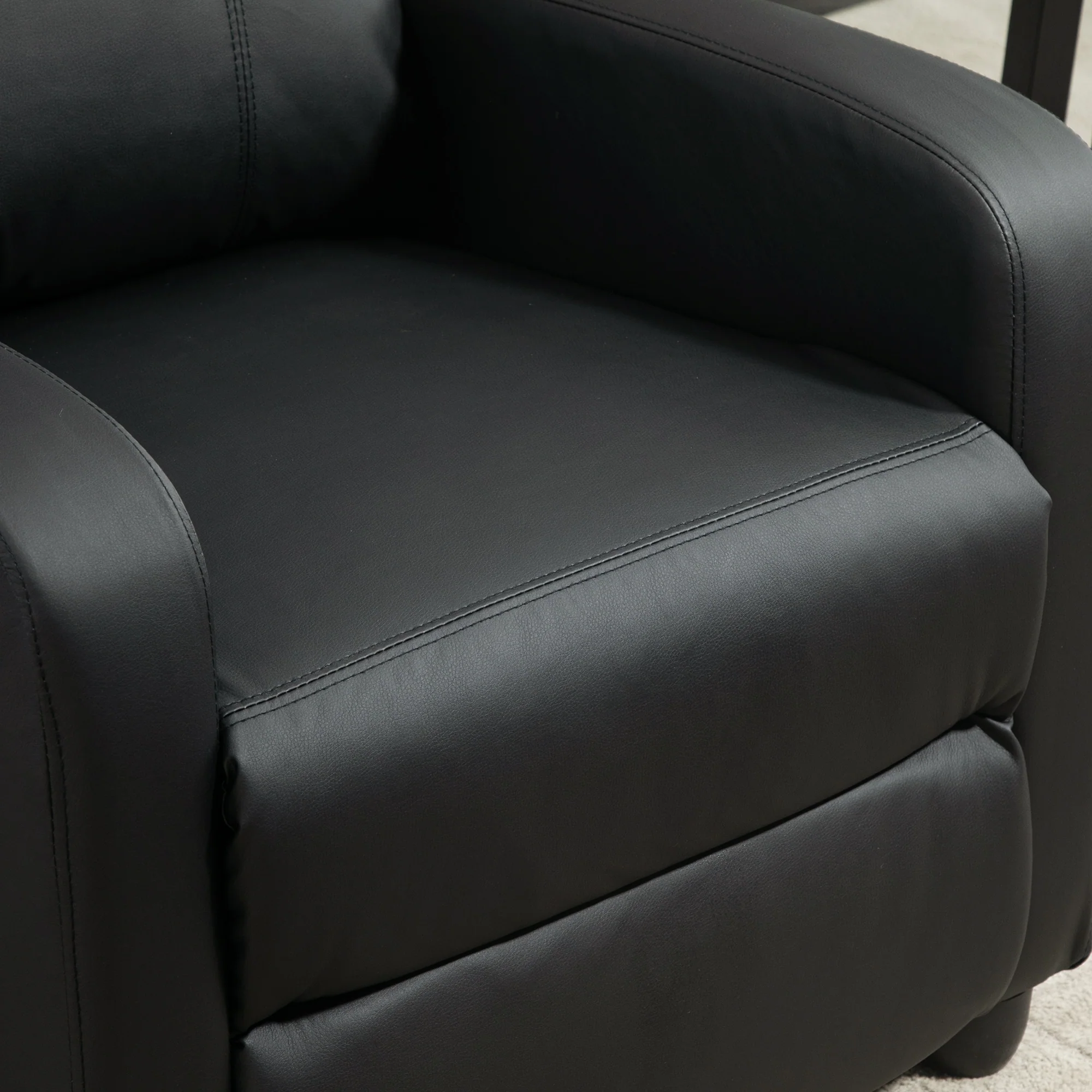Fauteuil de Relaxation et Massage électrique avec Inclinaison Manuelle Dossier Repose-Pied réglable revêtement synthétique Noir - Image 9