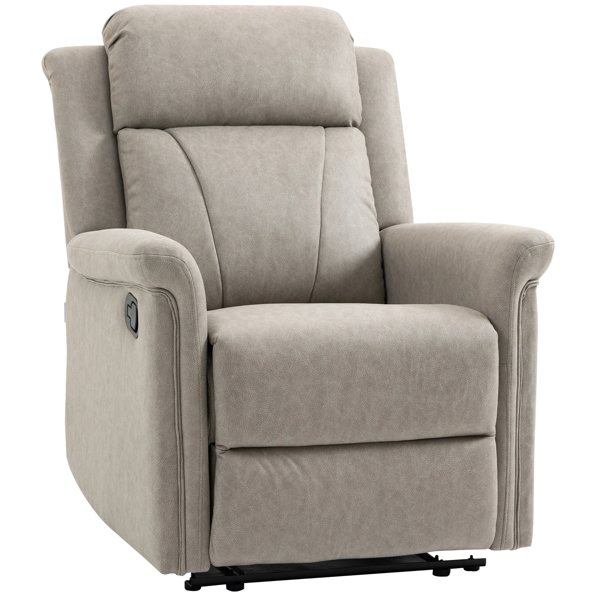 Fauteuil de relaxation inclinable 135° manuellement tissu en microfibre avec repose-pied gris - Image 2