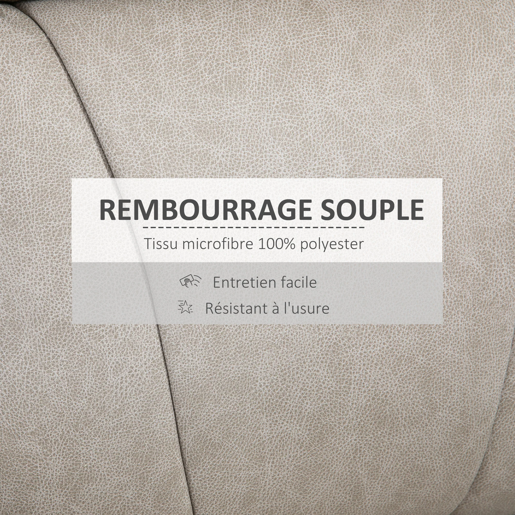 Fauteuil de relaxation inclinable 135° manuellement tissu en microfibre avec repose-pied gris - Image 7