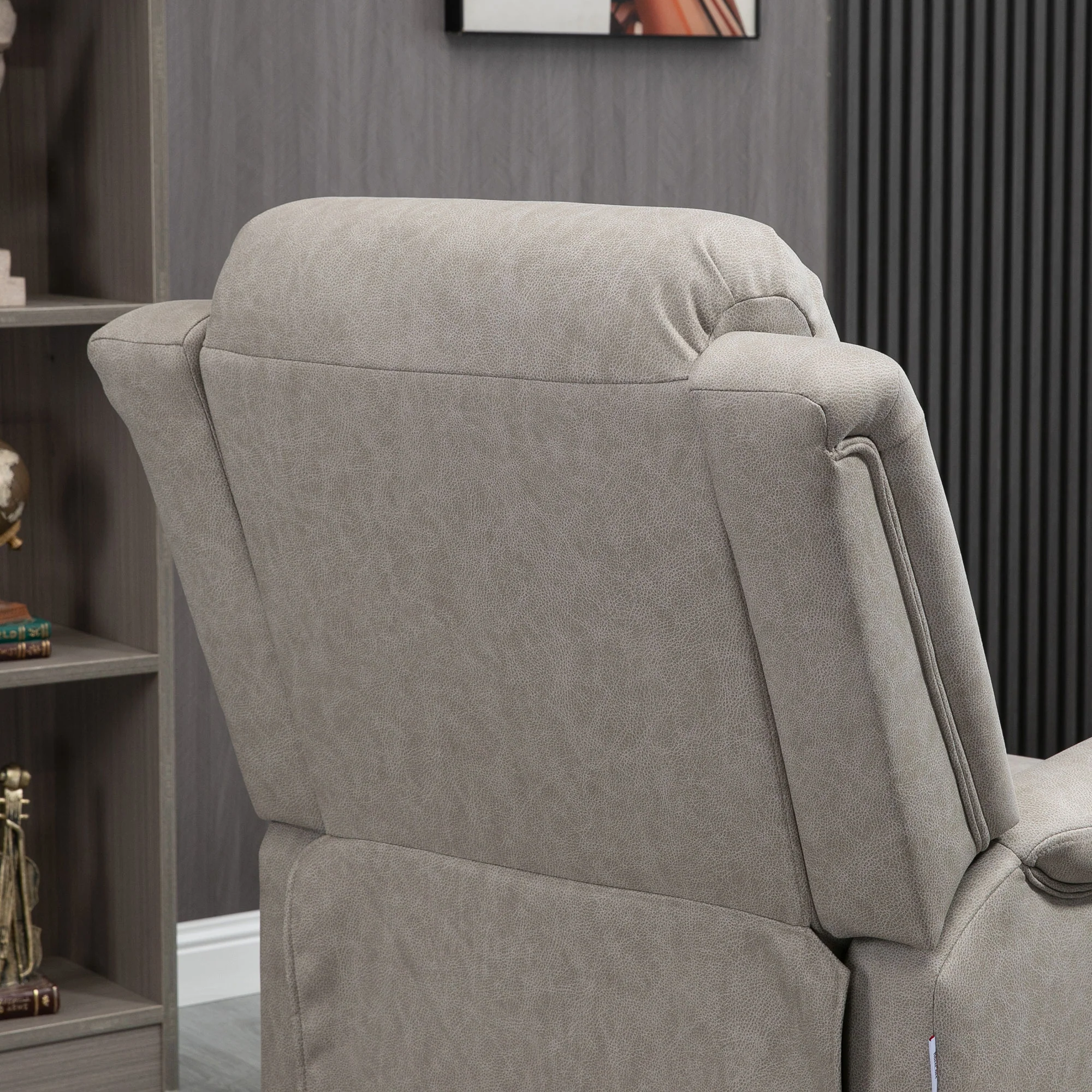 Fauteuil de relaxation inclinable 135° manuellement tissu en microfibre avec repose-pied gris - Image 9