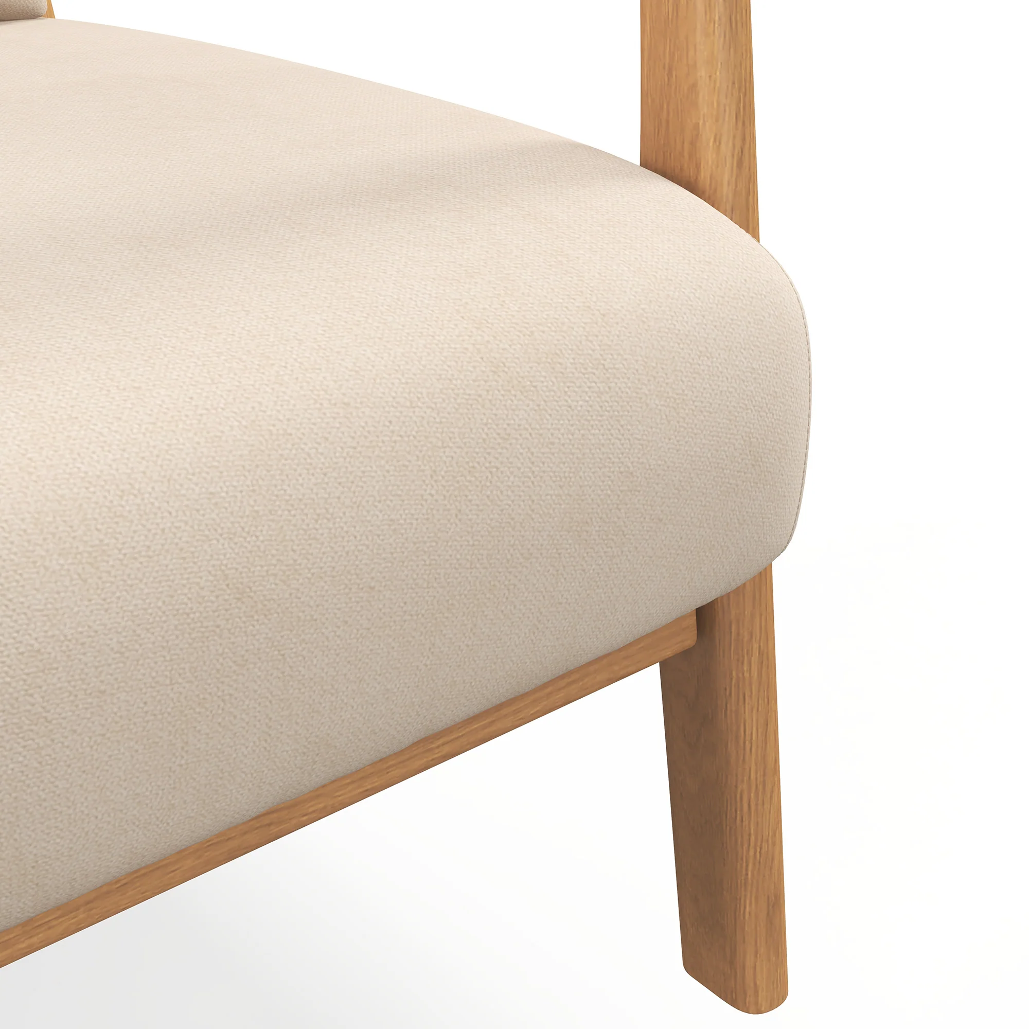 Fauteuil de salon avec cadre en bois massif fauteuil lounge - assise profonde - accoudoirs - aspect velours beige - Image 10