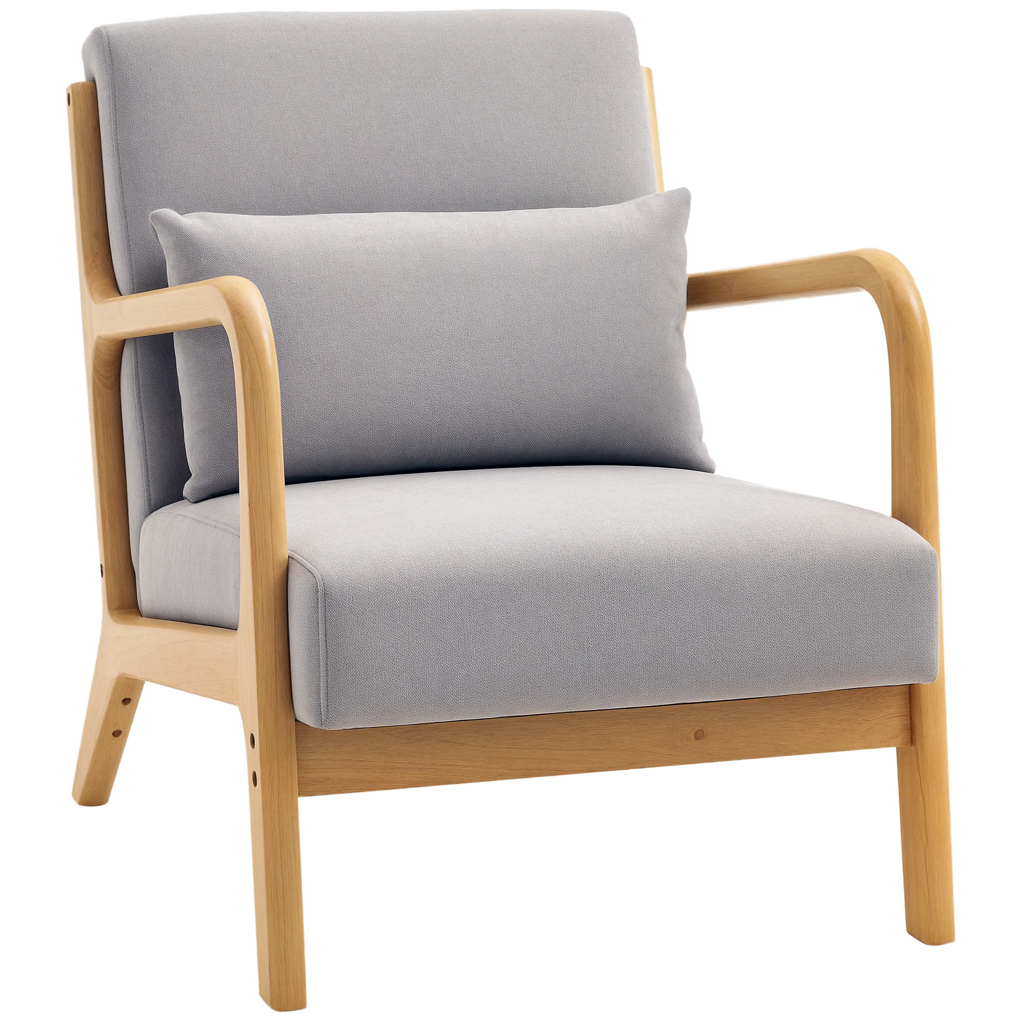 Fauteuil de salon avec cadre en bois massif fauteuil lounge - assise profonde - accoudoirs - aspect velours gris - Image 11