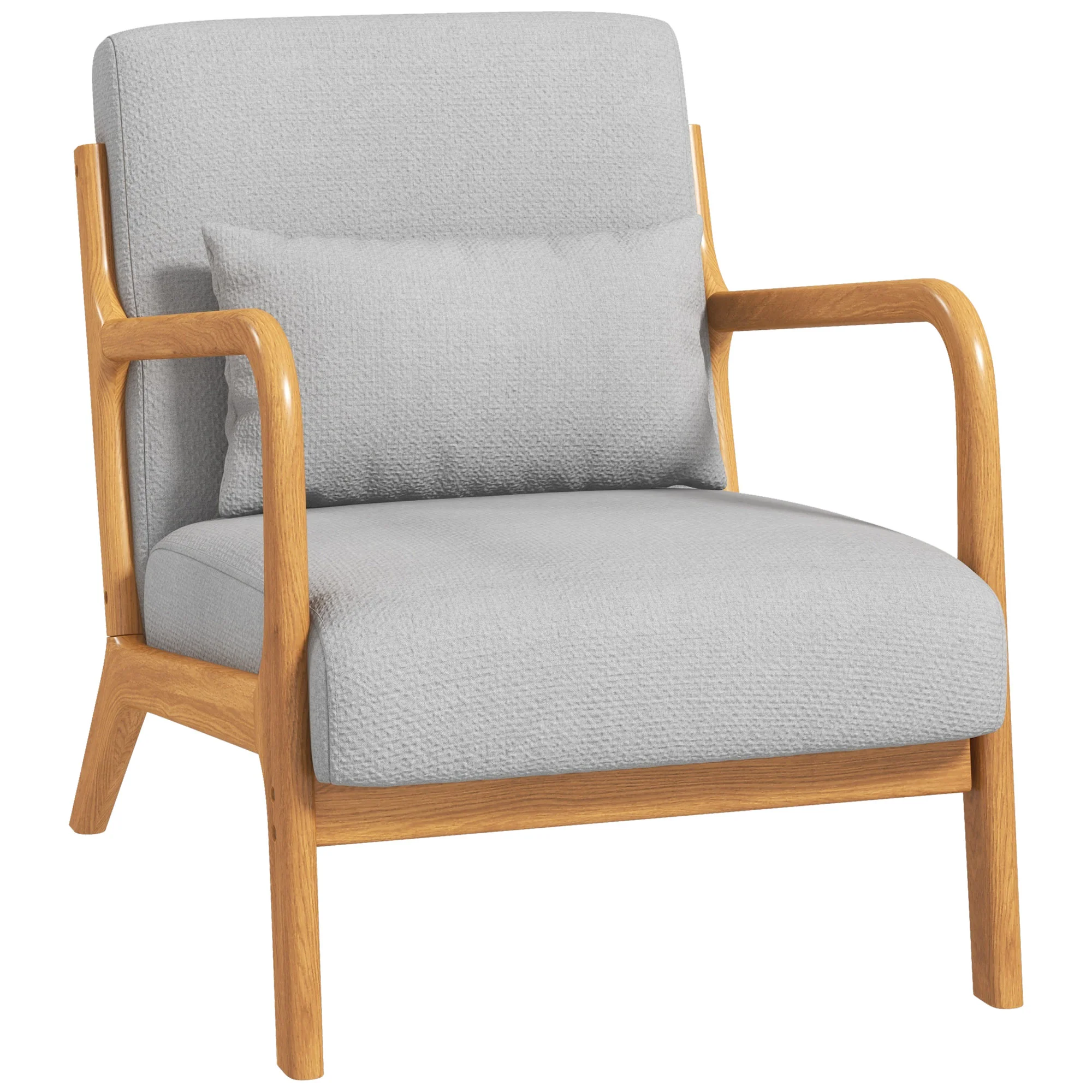 Fauteuil de salon avec cadre en bois massif fauteuil lounge - assise profonde - accoudoirs - aspect velours gris clair - Image 11