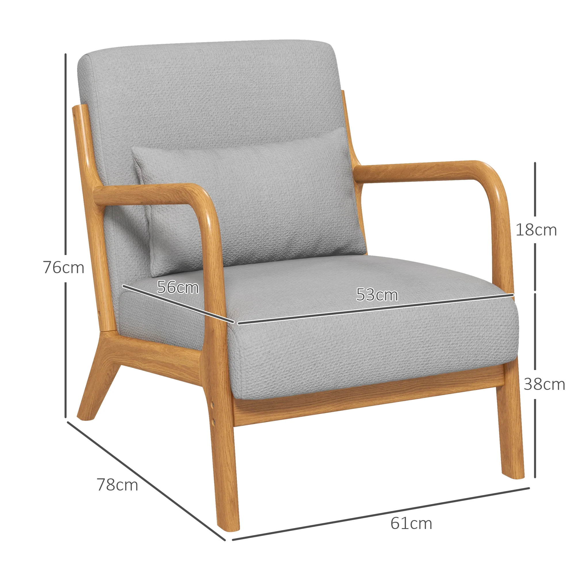Fauteuil de salon avec cadre en bois massif fauteuil lounge - assise profonde - accoudoirs - aspect velours gris clair - Image 4