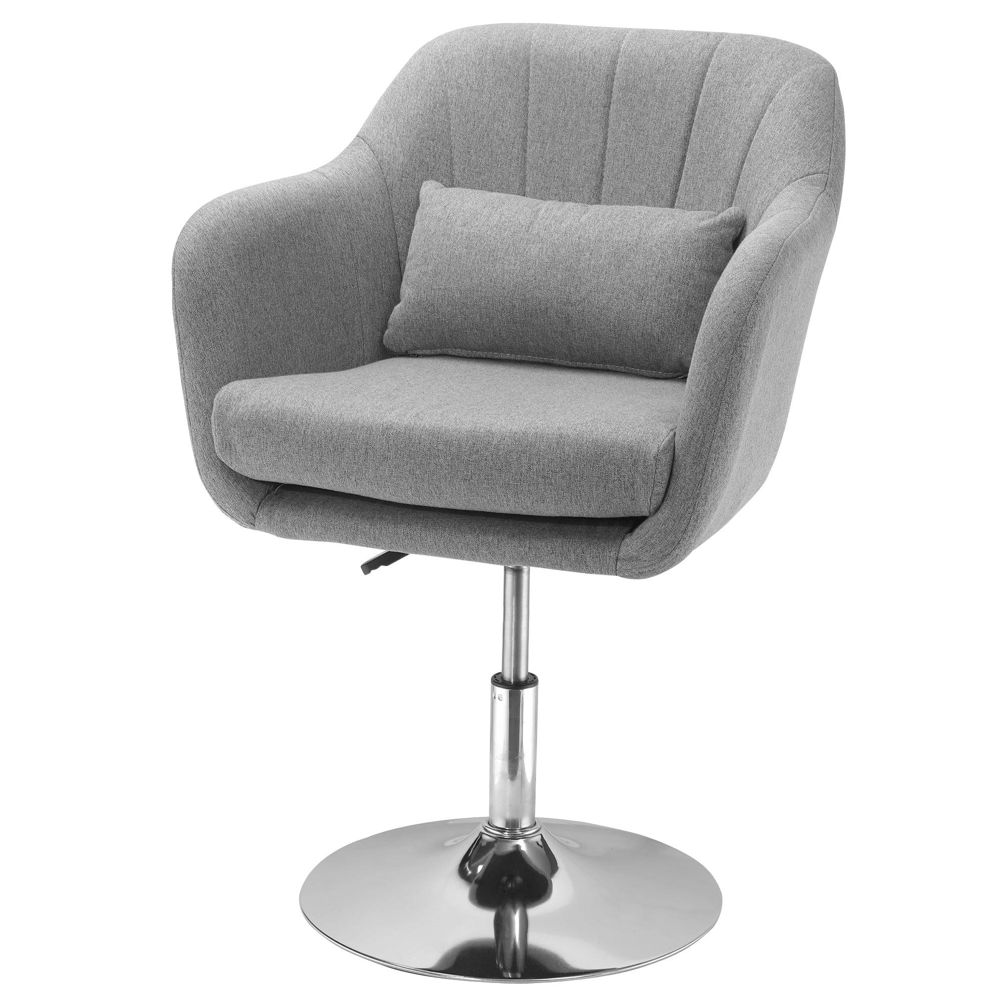 Fauteuil de salon chaise relax fauteuil de chambre grand confort - coussins lombaires hauteur réglable pivotant 360° piètement en métal chromé - gris - Image 2