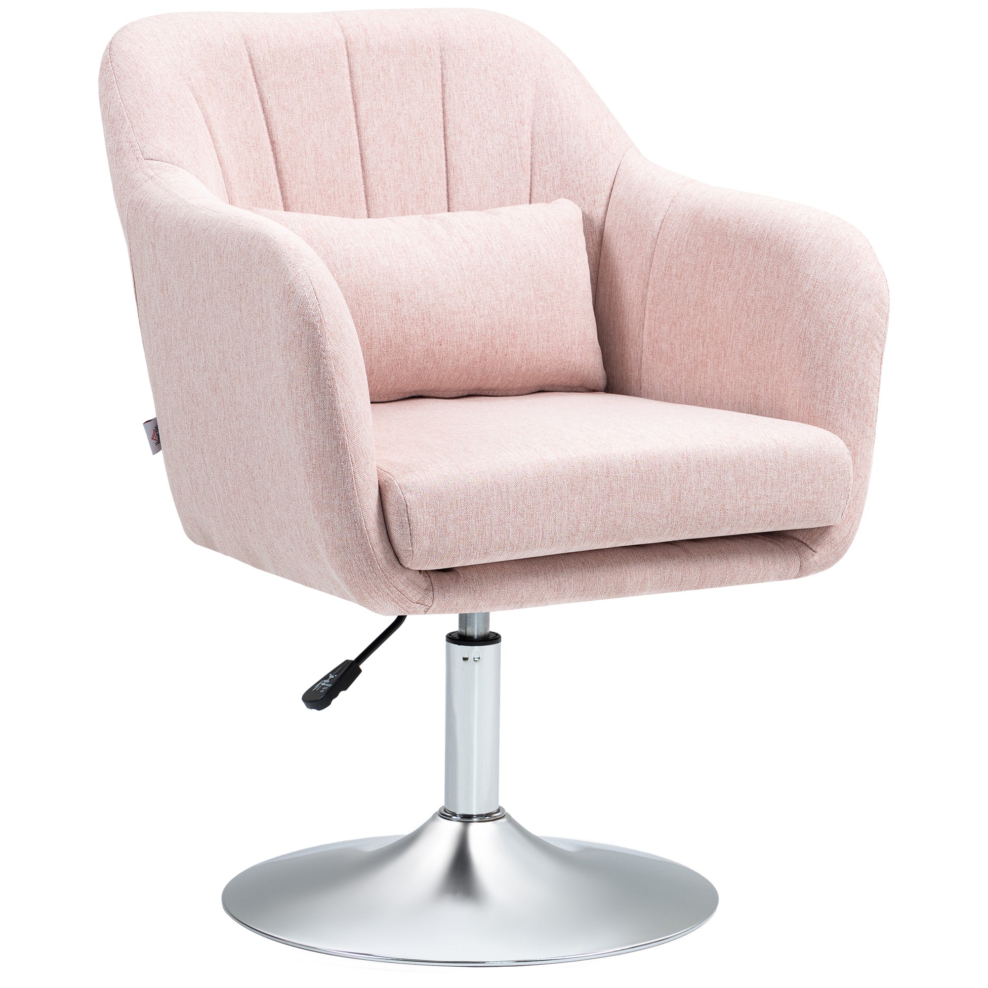 Fauteuil de salon chaise relax fauteuil de chambre grand confort - coussins lombaires hauteur réglable pivotant 360° piètement en métal chromé - rose - Image 7