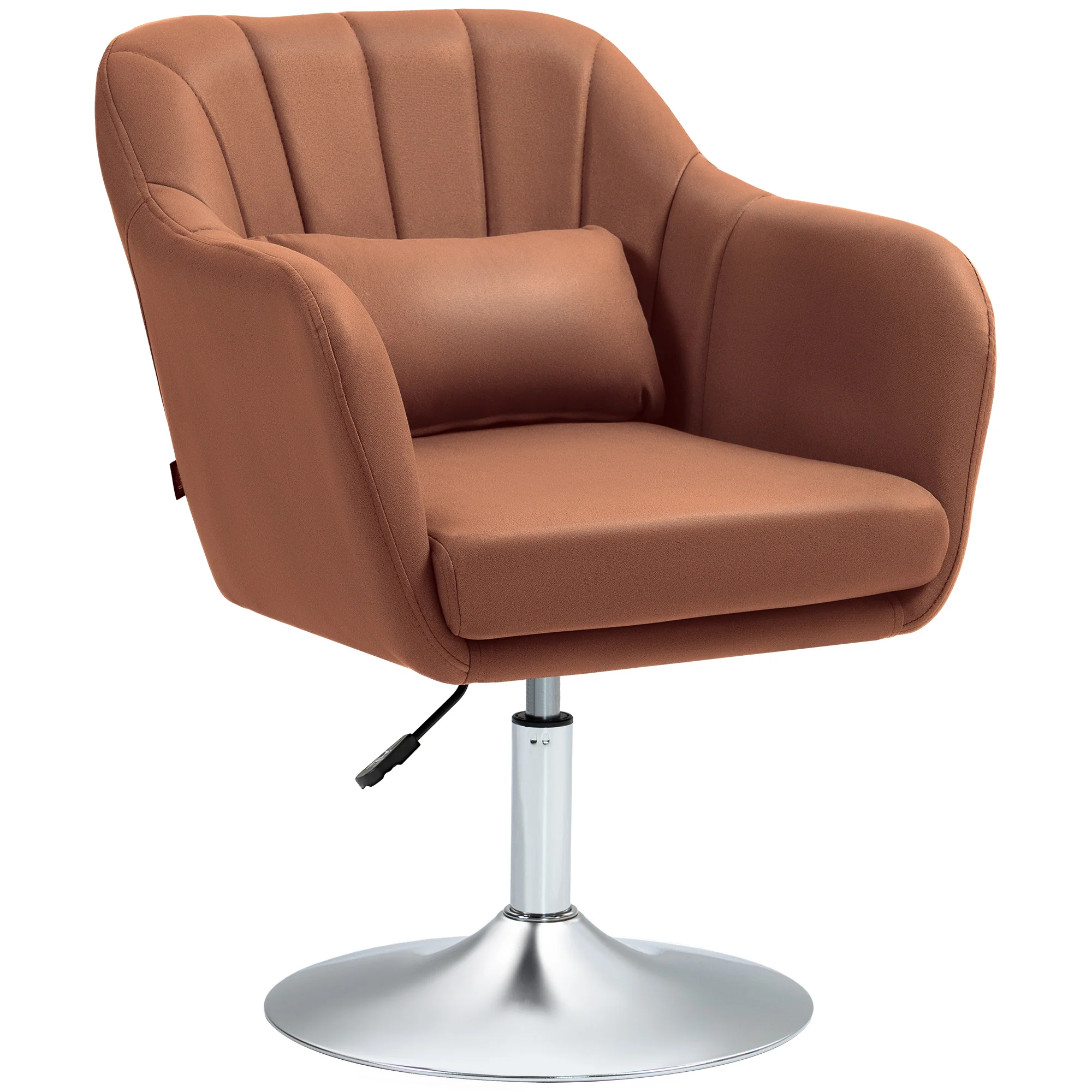 Fauteuil de salon chaise relax fauteuil de chambre grand confort - coussins lombaires hauteur réglable pivotant 360° piètement en métal chromé -marron - Image 7