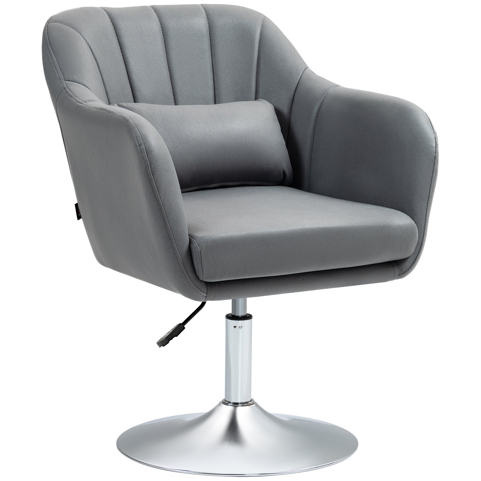 Fauteuil de salon chaise relax fauteuil de chambre grand confort - coussins lombaires hauteur réglable pivotant 360° piètement en métal chromé - gris foncé - Image 2
