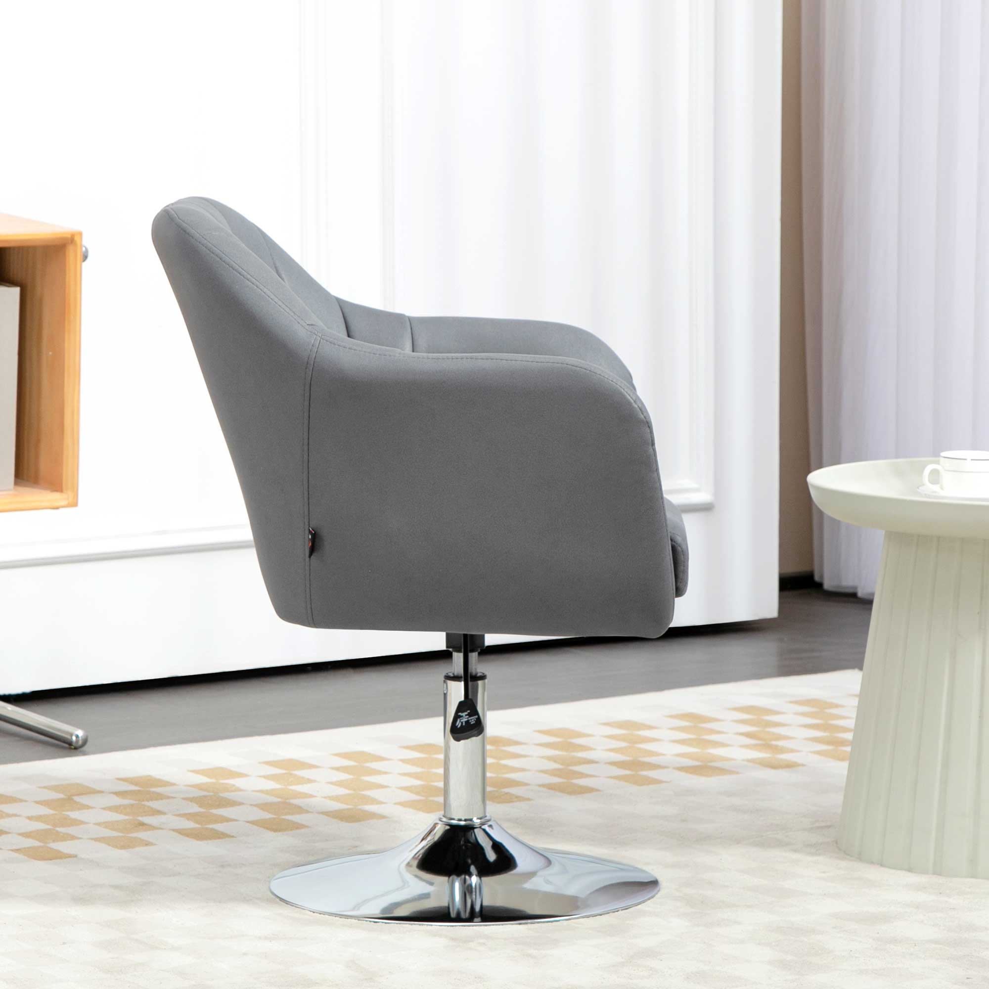 Fauteuil de salon chaise relax fauteuil de chambre grand confort - coussins lombaires hauteur réglable pivotant 360° piètement en métal chromé - gris foncé - Image 9