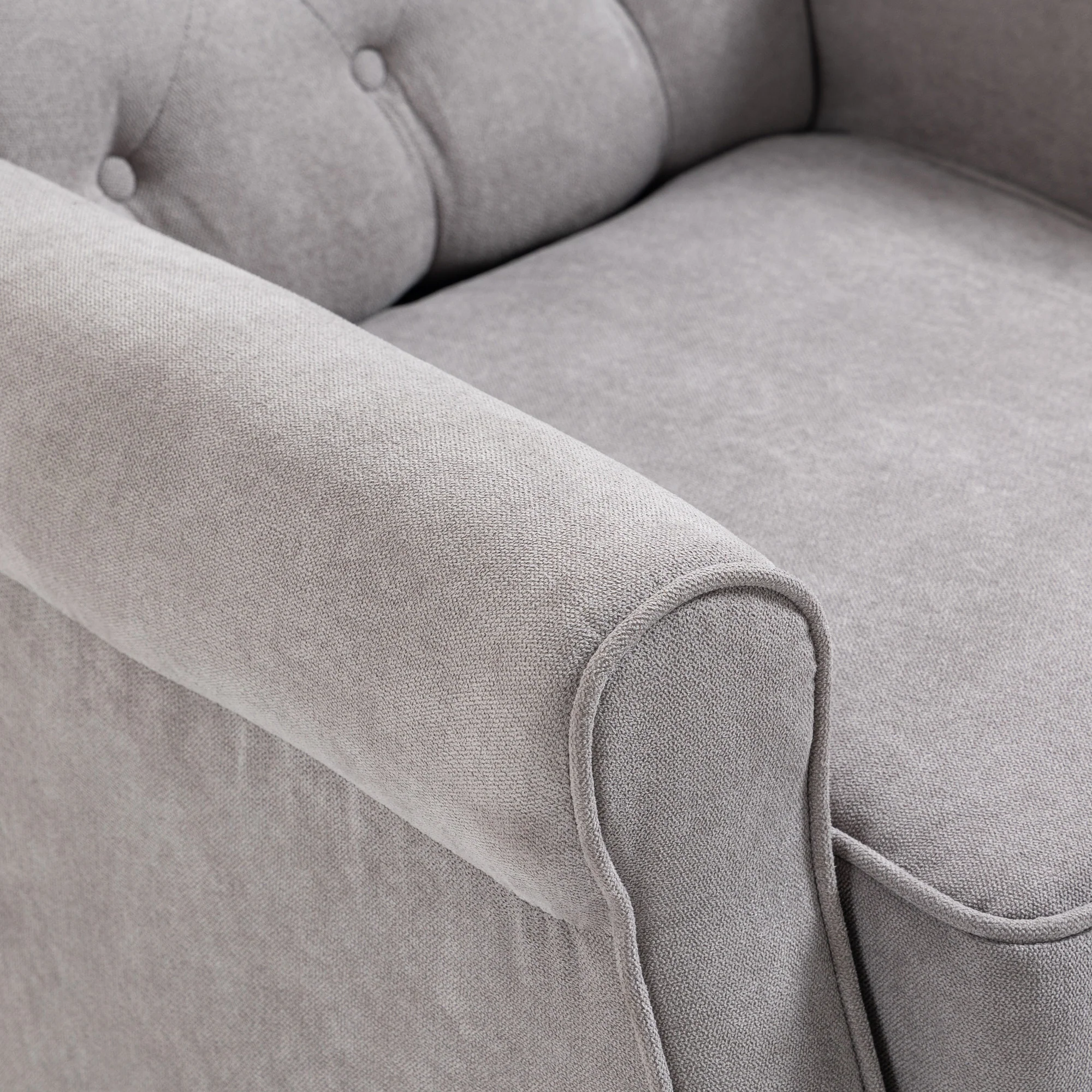 Fauteuil de salon fauteuil capitonné avec assise large, pieds en bois, style classique, grand confort, 74 x 86 x 102 cm, gris - Image 10
