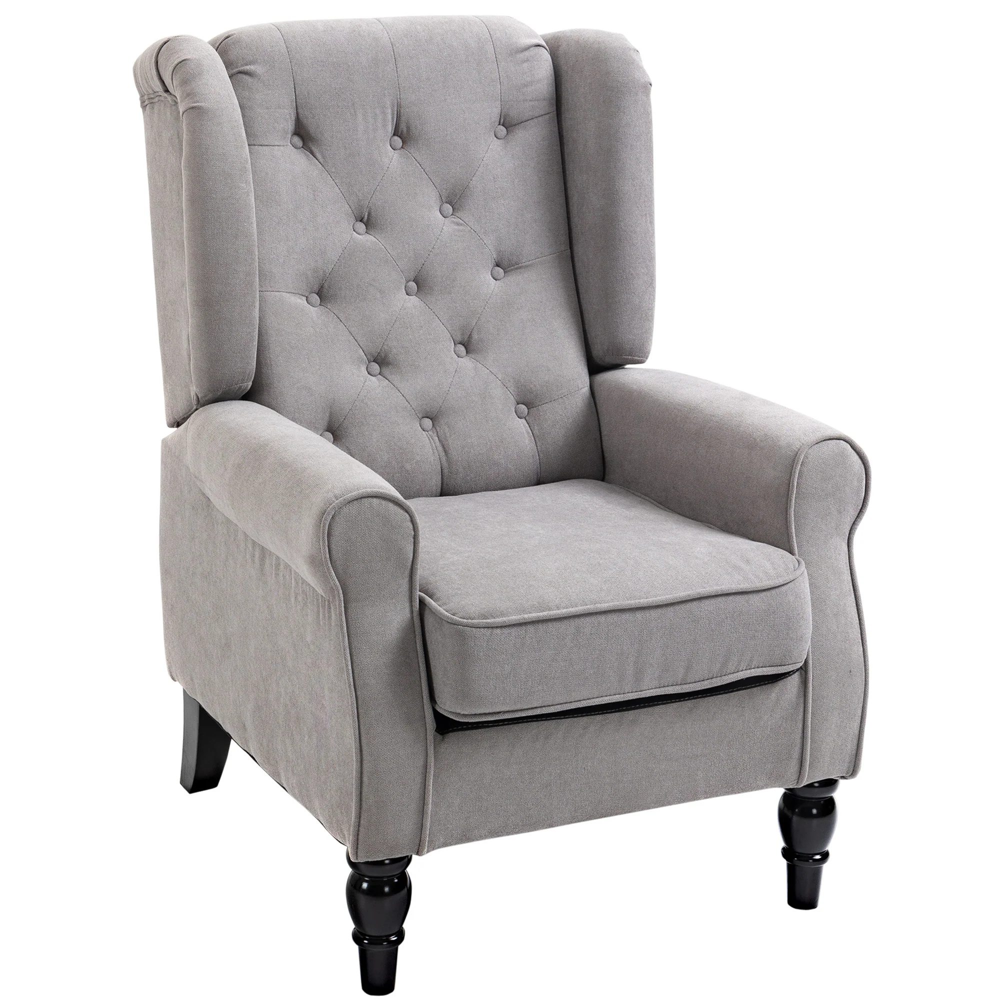 Fauteuil de salon fauteuil capitonné avec assise large, pieds en bois, style classique, grand confort, 74 x 86 x 102 cm, gris - Image 11