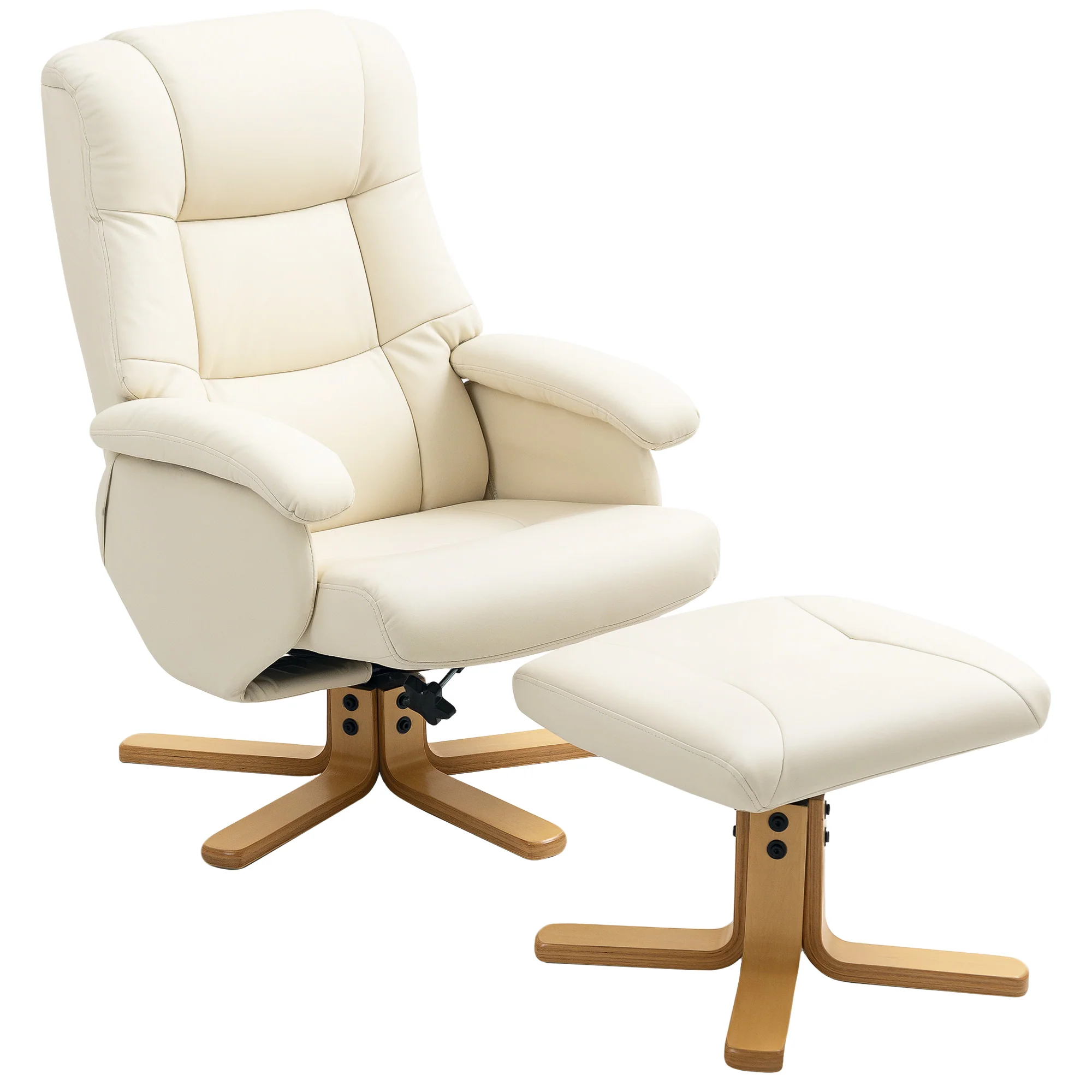 Fauteuil relax avec repose-pied fauteuil de relaxation chaise relaxant pivotant 360° et dossier inclinable chaise TV charge jusqu'à 120 Kg pour salon, chambre, bureau, crème - Image 11