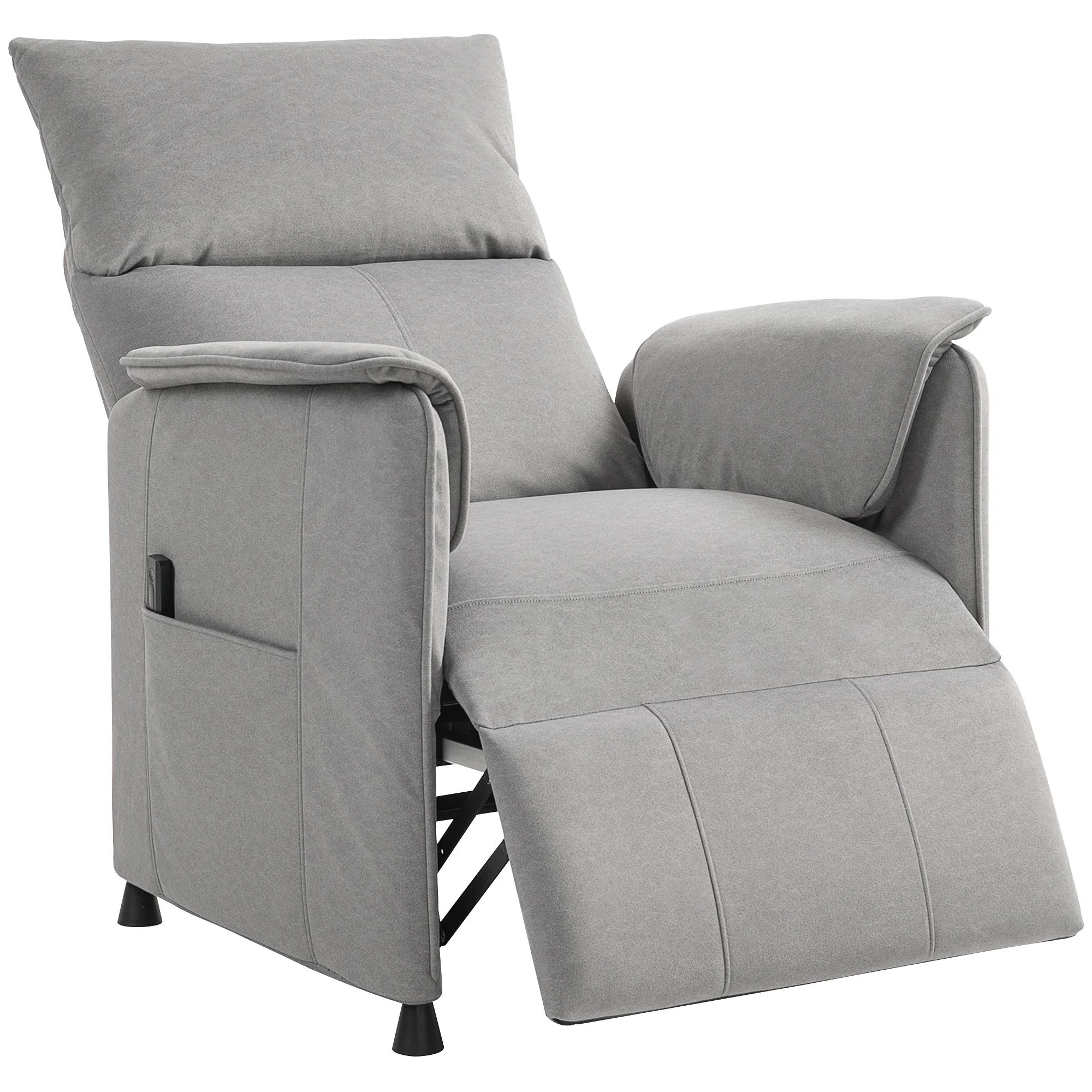 Fauteuil relax électrique fauteuil de relaxation inclinable ultra silencieux avec fonction mémoire, repose-pieds rétractable, télécommande, chaise TV pour chambre bureau home cinéma, gris - Image 11