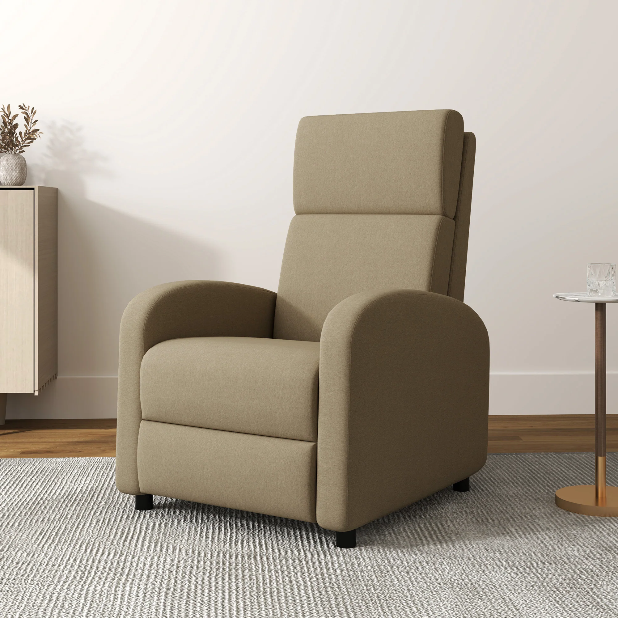 Fauteuil relax fauteuil de relaxation inclinable salon avec avec dossier réglable jusqu'à 160° manuellement, repose-pieds intégré pour salon chambre bureau home cinéma, charge 120 kg, beige - Image 3
